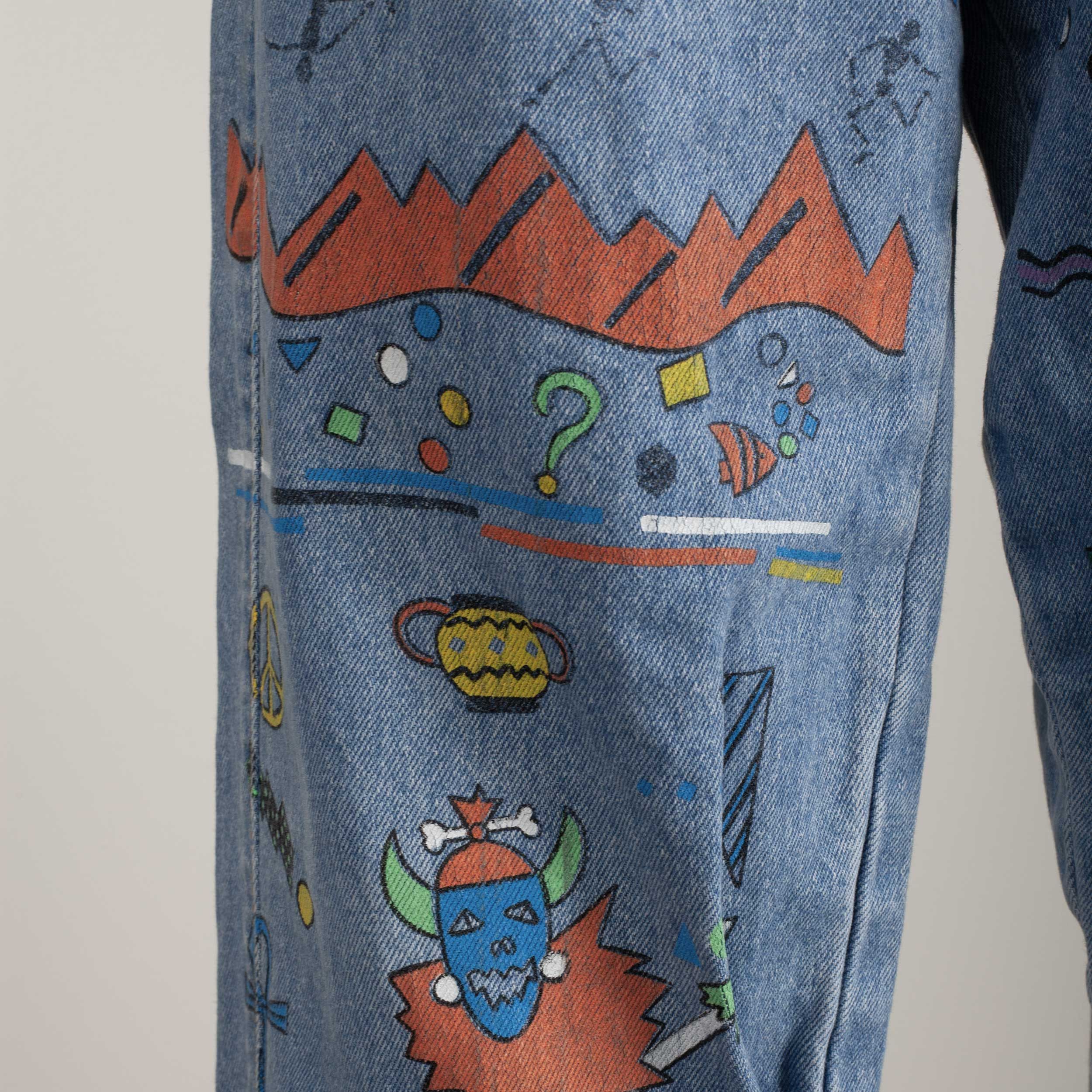 Other Vintage 90s High Waisted Painted Mom Jeans 26'' (26x32) Size 26" / US 2 / IT 38 - 3 Thumbnail
