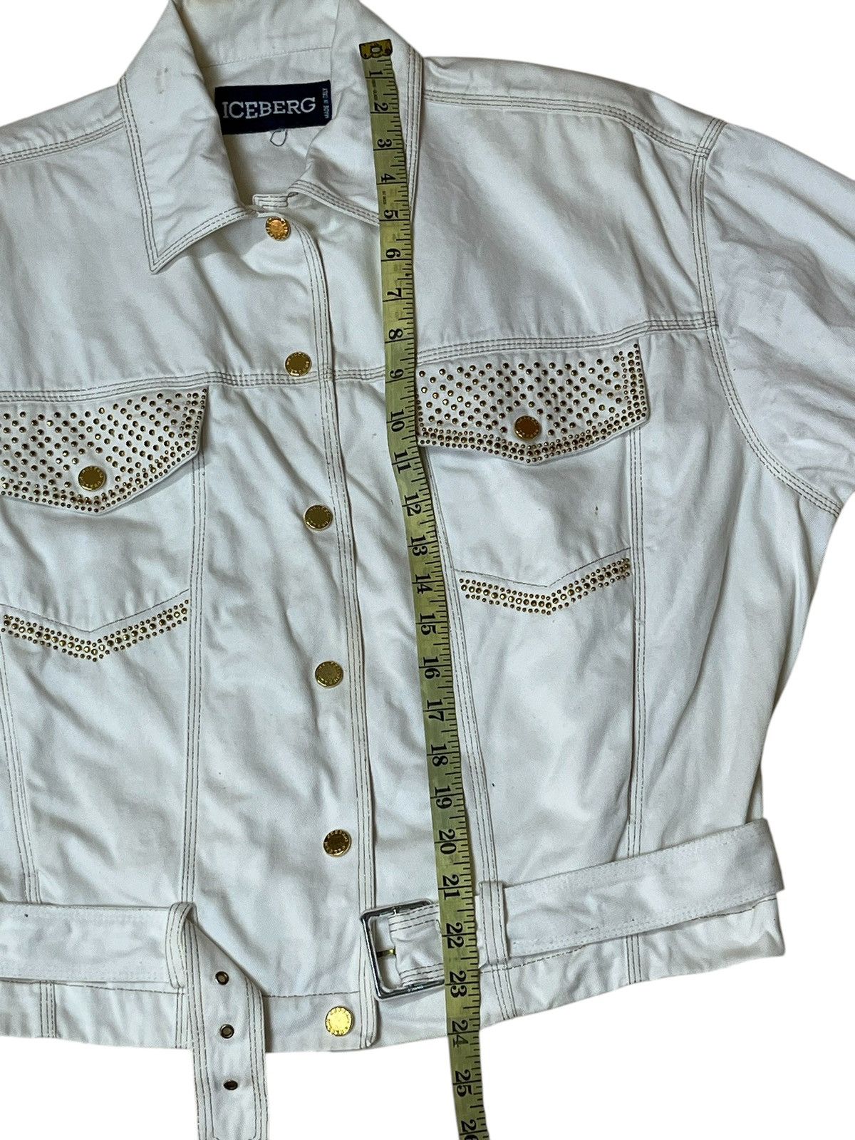 Iceberg VINTAGE 1992 ICEBERG STUDDED LOGO/BELT TRUCKER DENIM JACKET Size US L / EU 52-54 / 3 - 14 Thumbnail