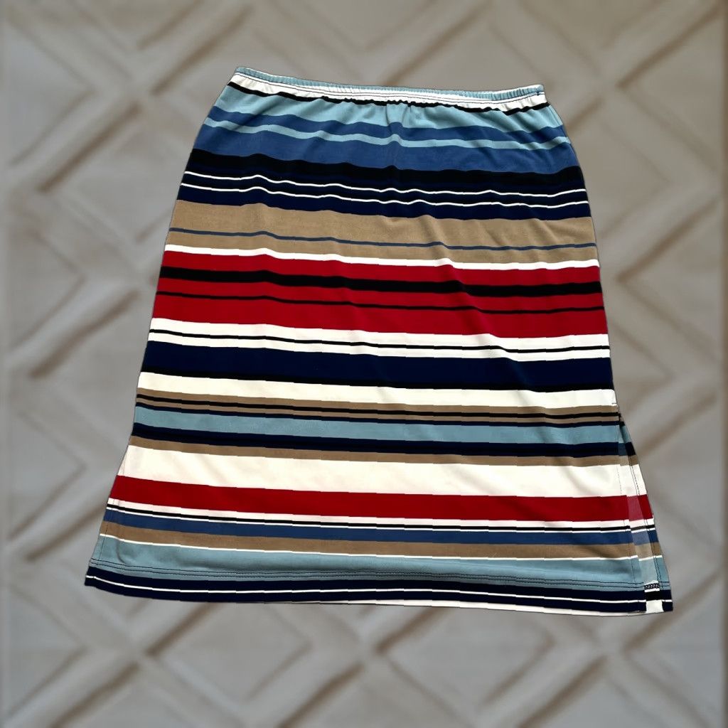 Bcbgmaxazria BCBGMAXAZRIA Skirt Womens S Colorful Striped Stretch Short Slit Size 28" / US 6 / IT 42 - 1 Thumbnail
