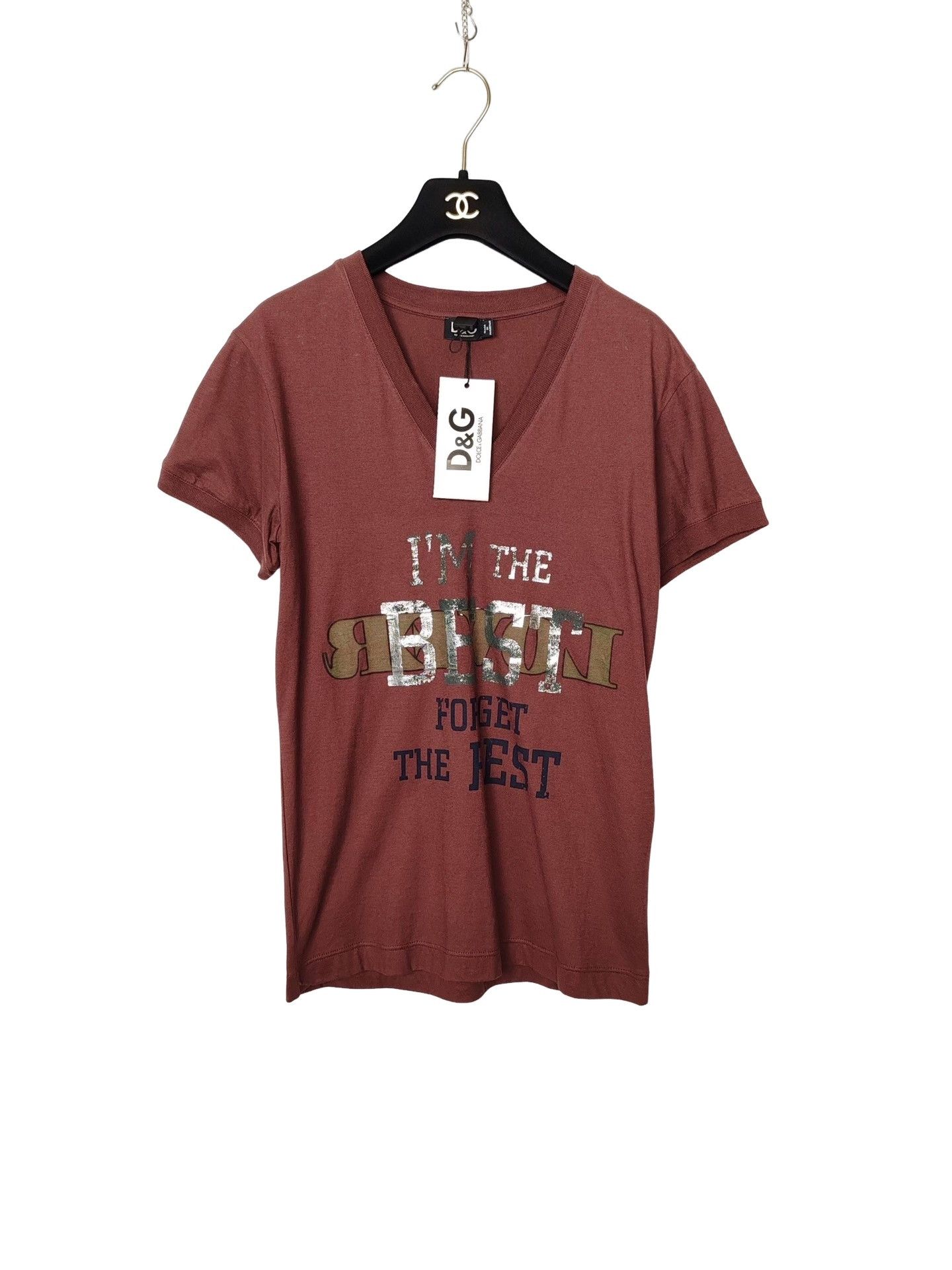Dolce & Gabbana Dolce & Gabbana Logo Print V-Neck T-Shirt Size M Size US M / EU 48-50 / 2 - 1 Thumbnail