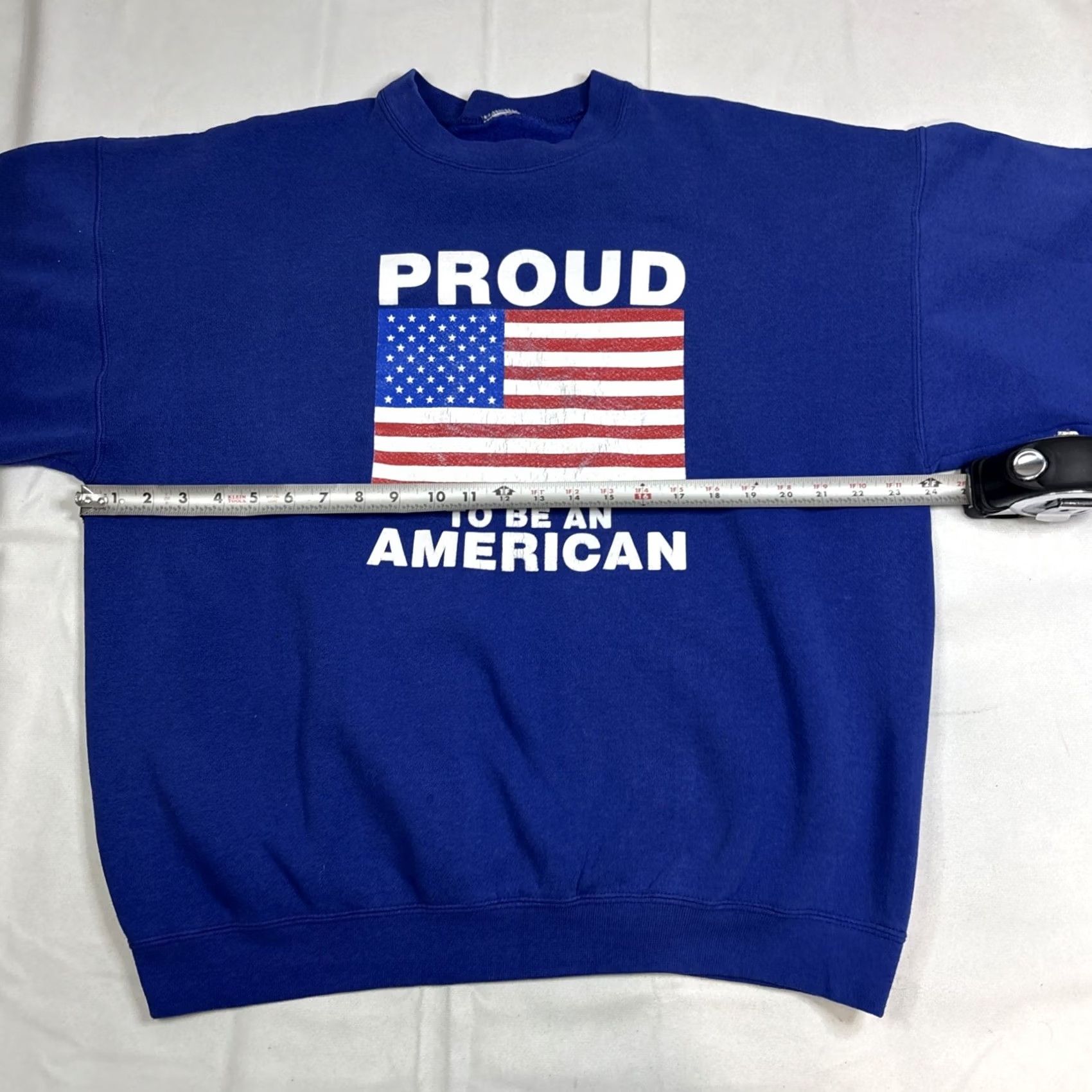 X-LARGE VINTAGE Proud To Be An American Graphic Blue Pullover Crewneck Men XL Y2K Sweatshirt Men’s X-Large LV? Size US XL / EU 56 / 4 - 5 Thumbnail