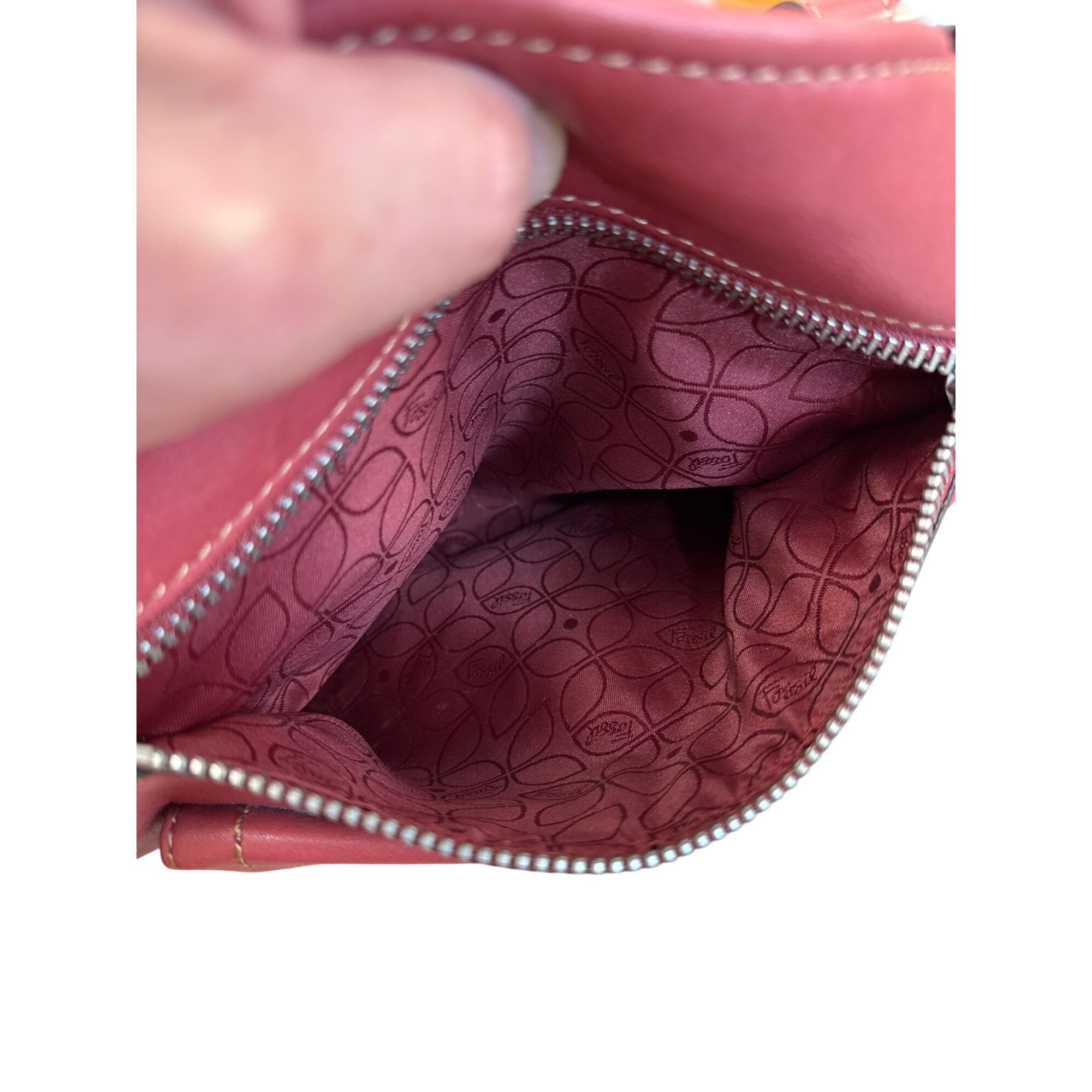 Fossil Fossil Vintage Womans Red Leather Handbag Clutch With Dual H Size ONE SIZE - 12 Thumbnail