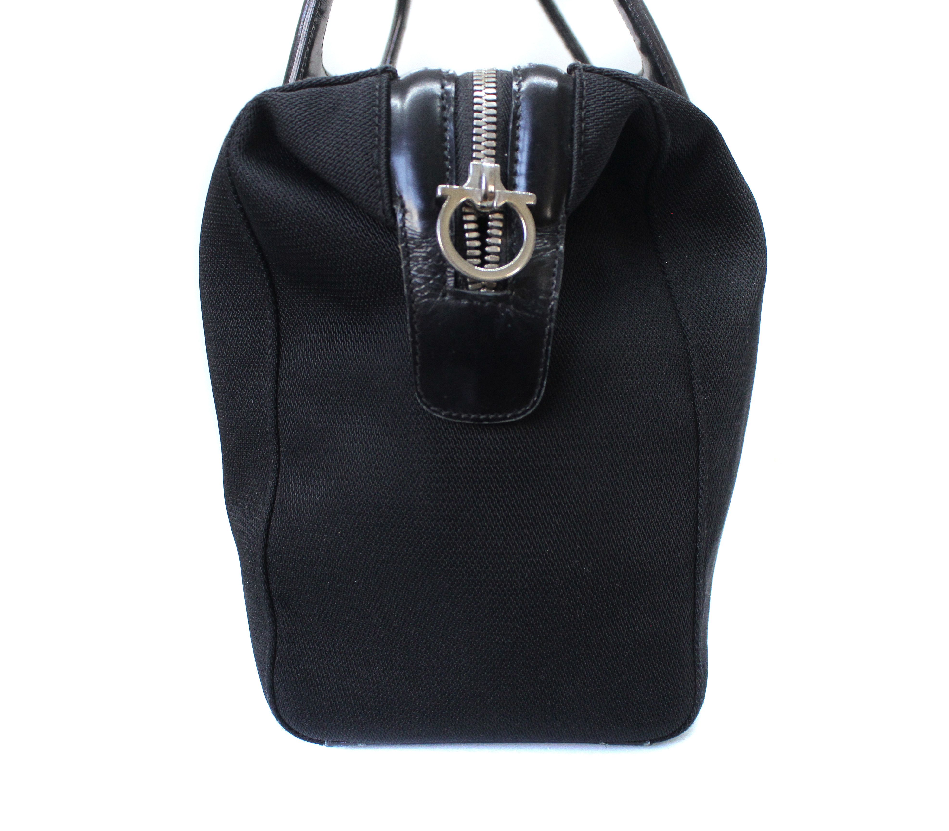 Salvatore Ferragamo 00S Logo Leather Cotton Hand Bag Vintage Size ONE SIZE - 8 Thumbnail