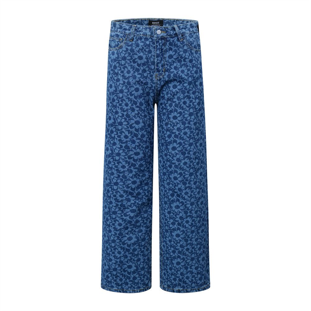 Japanese Brand × Vintage Street men's digital print flower casual straight jeans Size US 32 / EU 48 - 1 Thumbnail