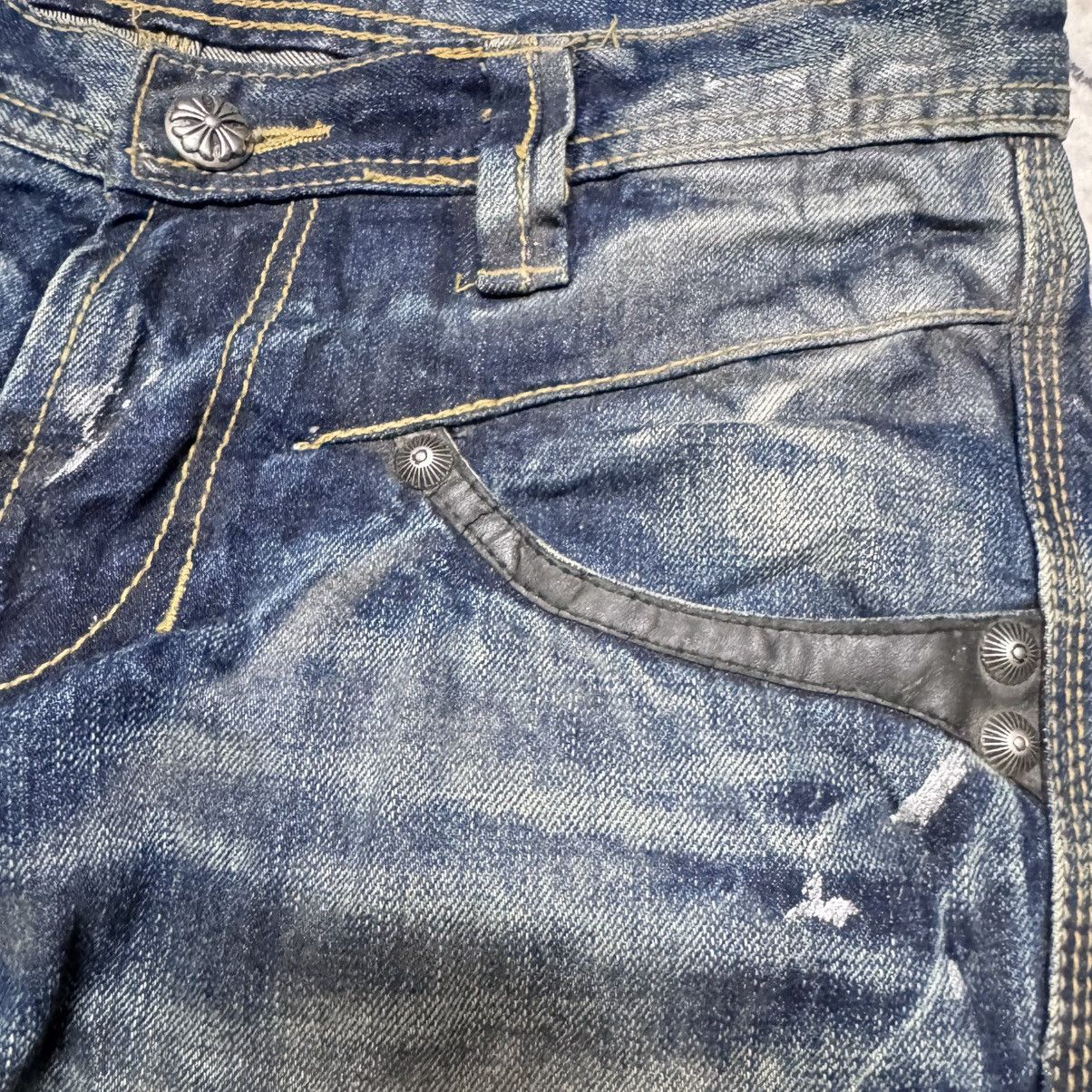 Japanese Brand ARMY OF NO Leather Trimm Denim Painter Jeans Studded Size US 30 / EU 46 - 6 Thumbnail