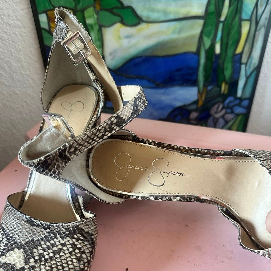 Jessica Simpson jessica simpson snake print chunky heels shoes sandals Size US 9 / IT 39 - 3 Thumbnail