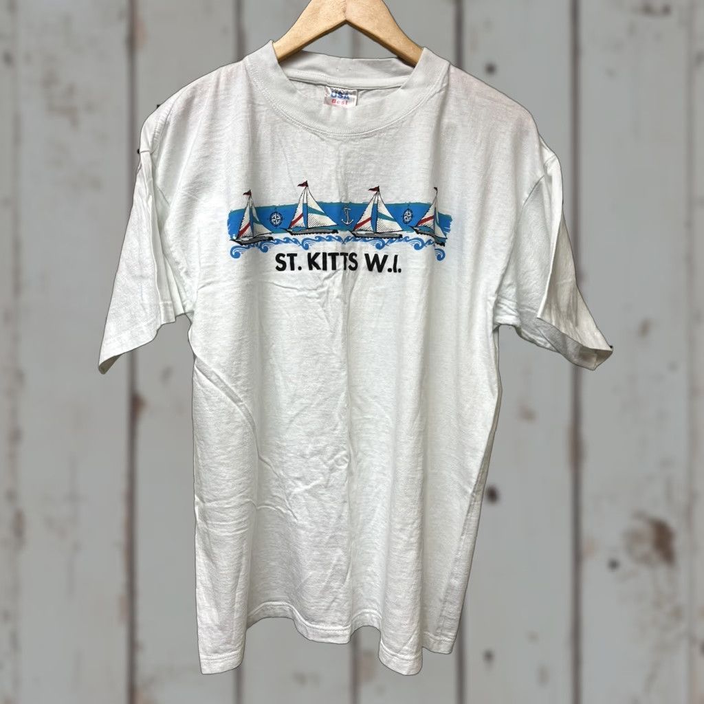 Vintage VINTAGE St Kitts W.I. White Short Sleeve Crew Neck T-Shirt 2XL Men Size US XXL / EU 58 / 5 - 1 Thumbnail