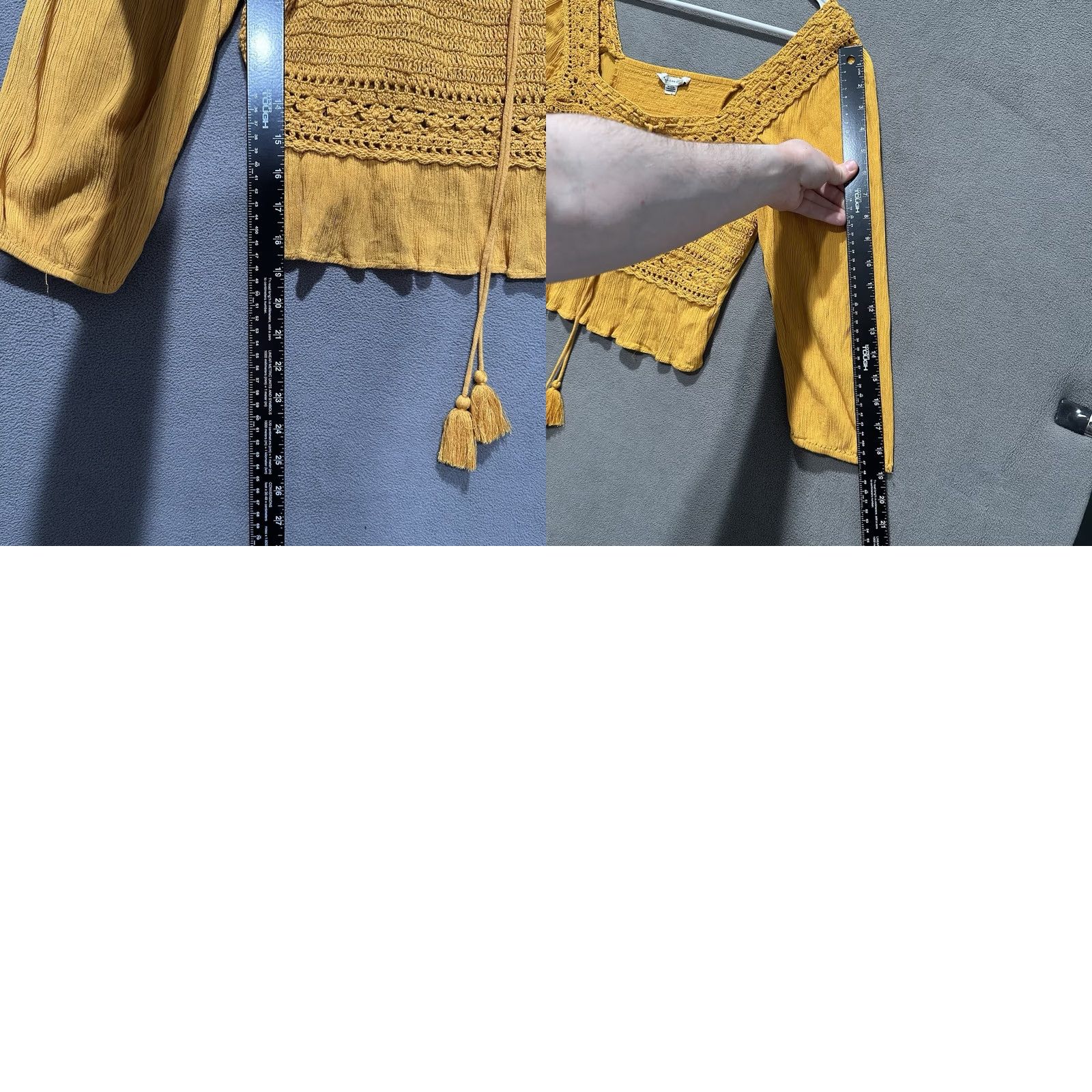 American Eagle Outfitters American Eagle Outfitters Blouse Womens M Mustard Crop Boho Peasant Crochet 3/4 Sleeve 90s Travel Vintage: No Womens Size M / US 6-8 / IT 42-44 - 8 Thumbnail
