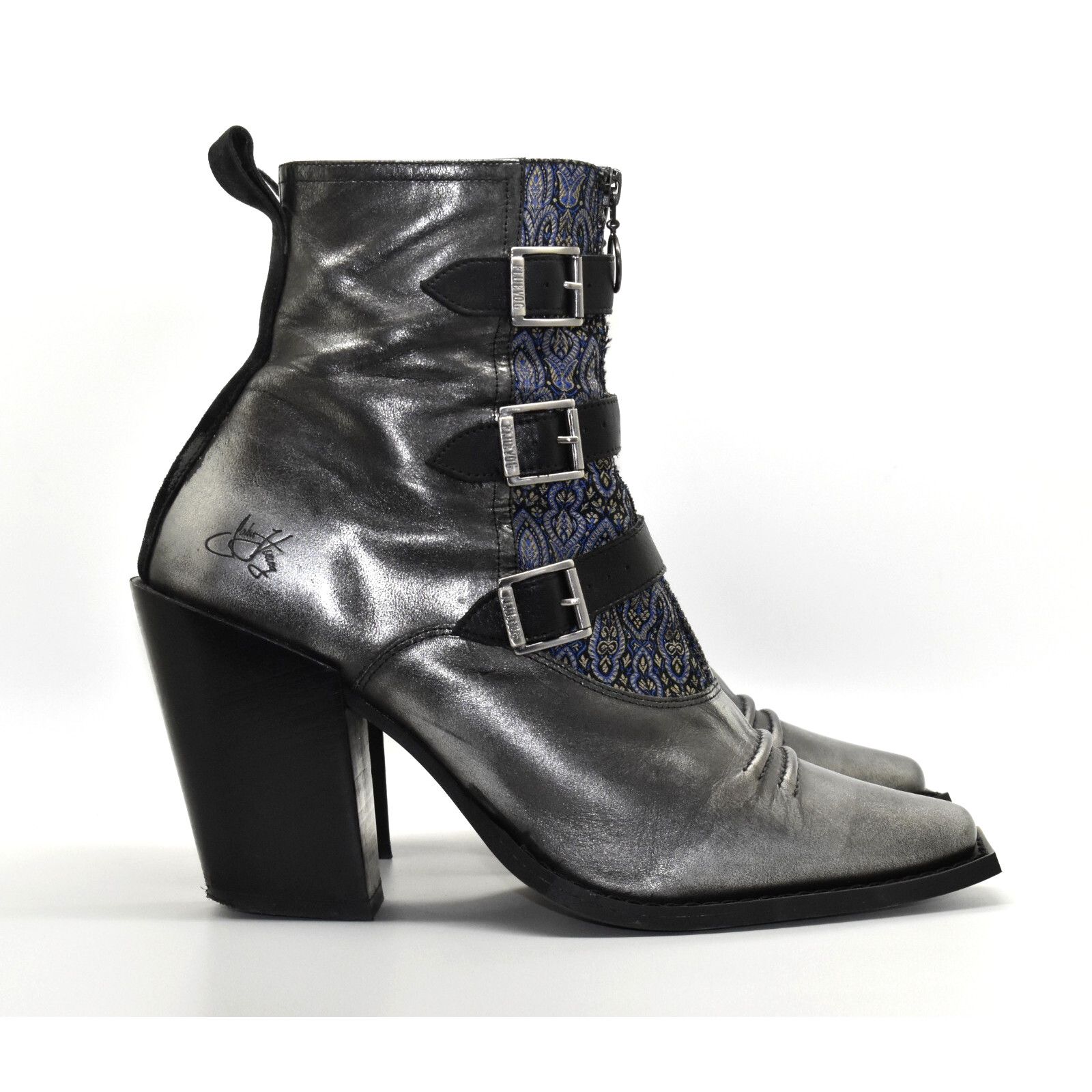 John Fluevog FLUEVOG Signature Durer Blk Metallic Triple Buckle Boots 10 Size US 10 / IT 40 - 3 Thumbnail