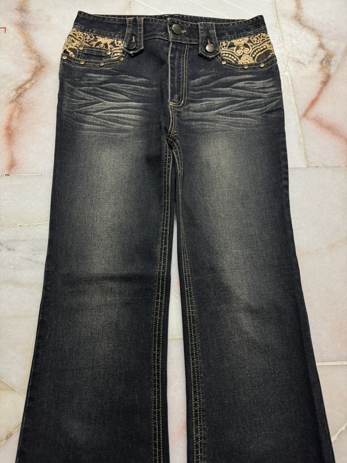 Tornado Mart flared darkwash archive japanese denim Size US 28 / EU 44 - 3 Thumbnail
