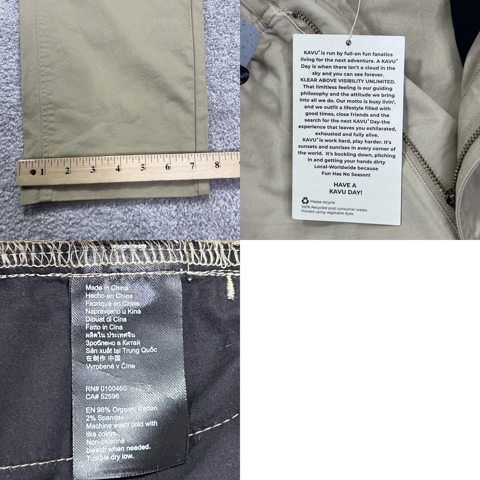 KAVU KAVU Pants Mens Large 29x29 Hiking Belted Gibson Khaki Beige Canvas Classic Outdoor NWT Size US 33 - 11 Thumbnail