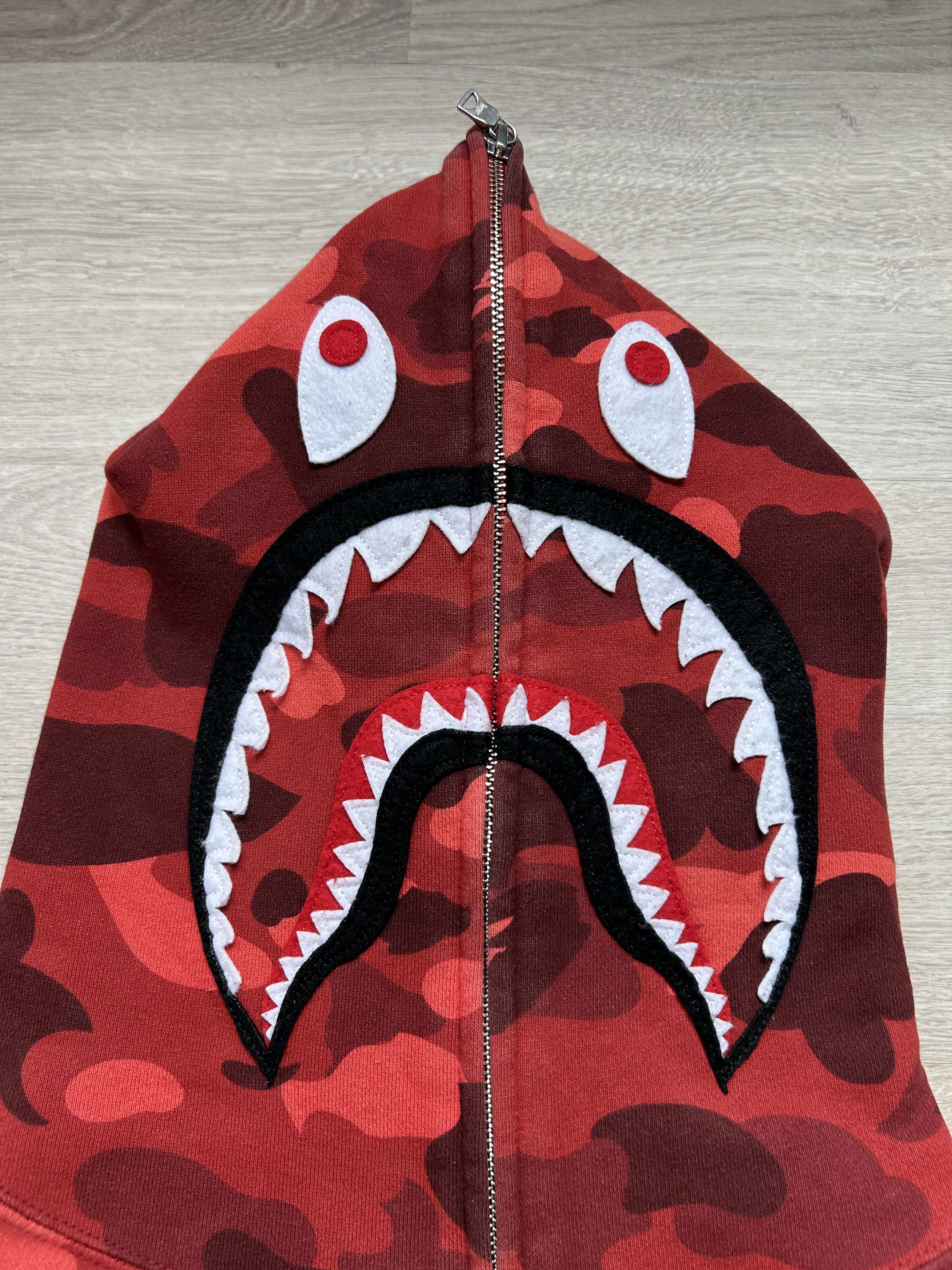 Bape BAPE Red Camo Shark Full Zip Hoodie [Size XL] Size US XL / EU 56 / 4 - 3 Thumbnail