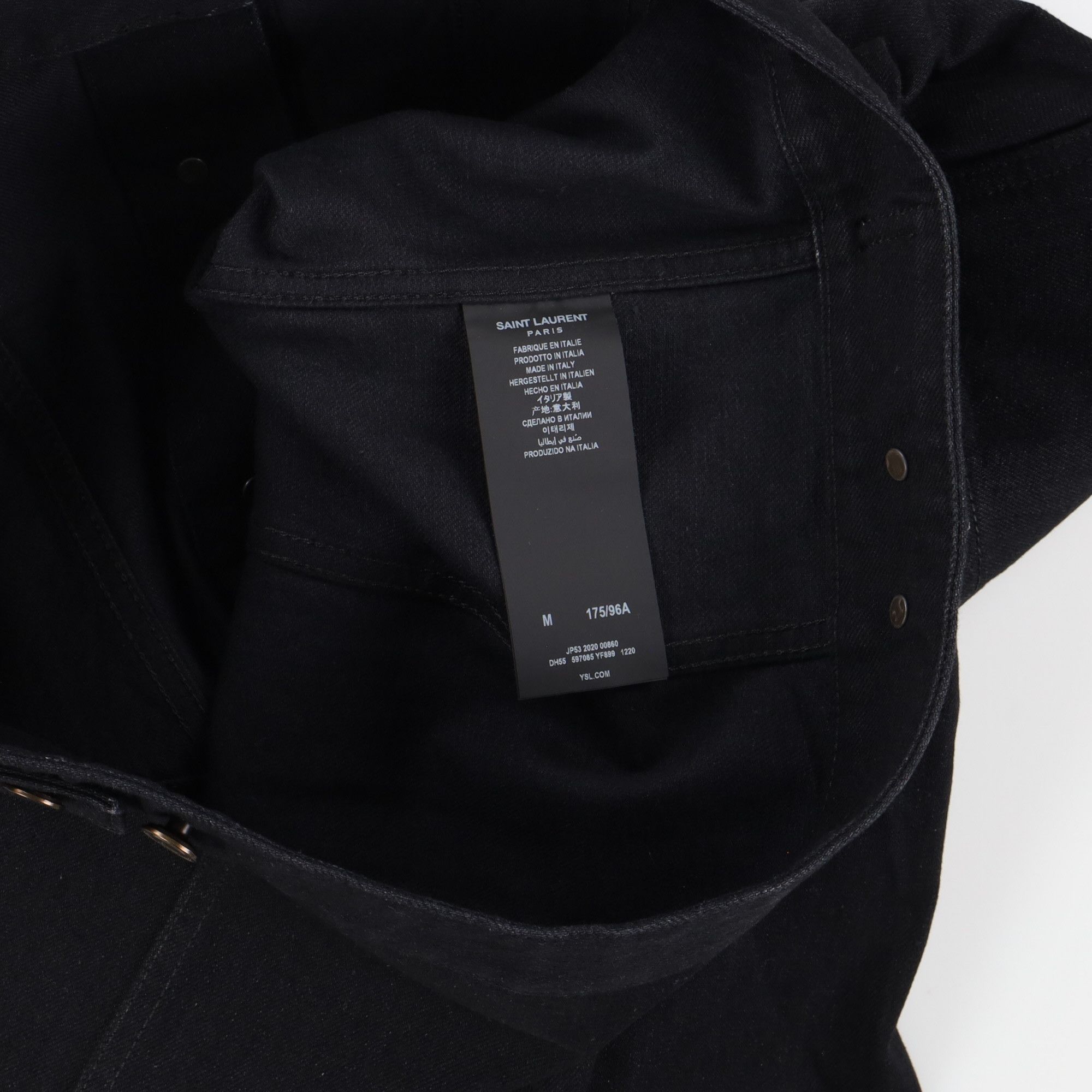 Saint Laurent Paris Black Classic Fitted Denim Trucker Jacket Size US M / EU 48-50 / 2 - 10 Thumbnail