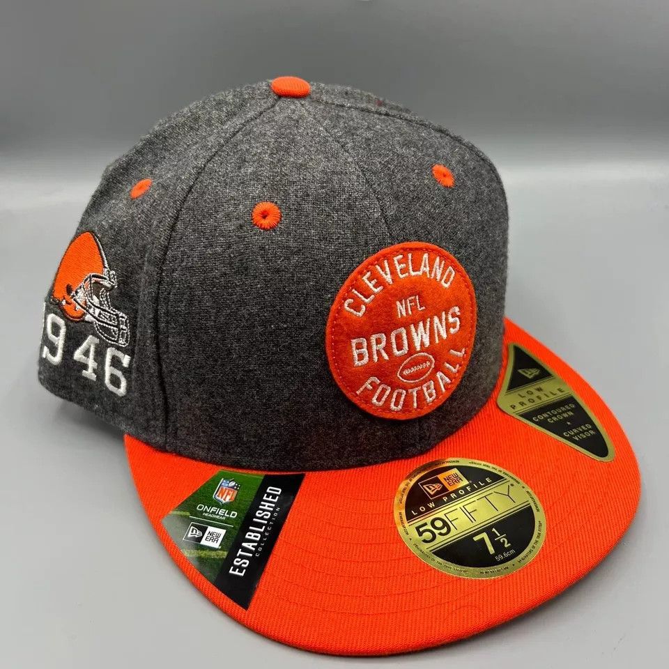 New Era Cleveland Browns Hat Men 7 1/2 59Fifty New Era Fitted Cap Size ONE SIZE - 3 Thumbnail