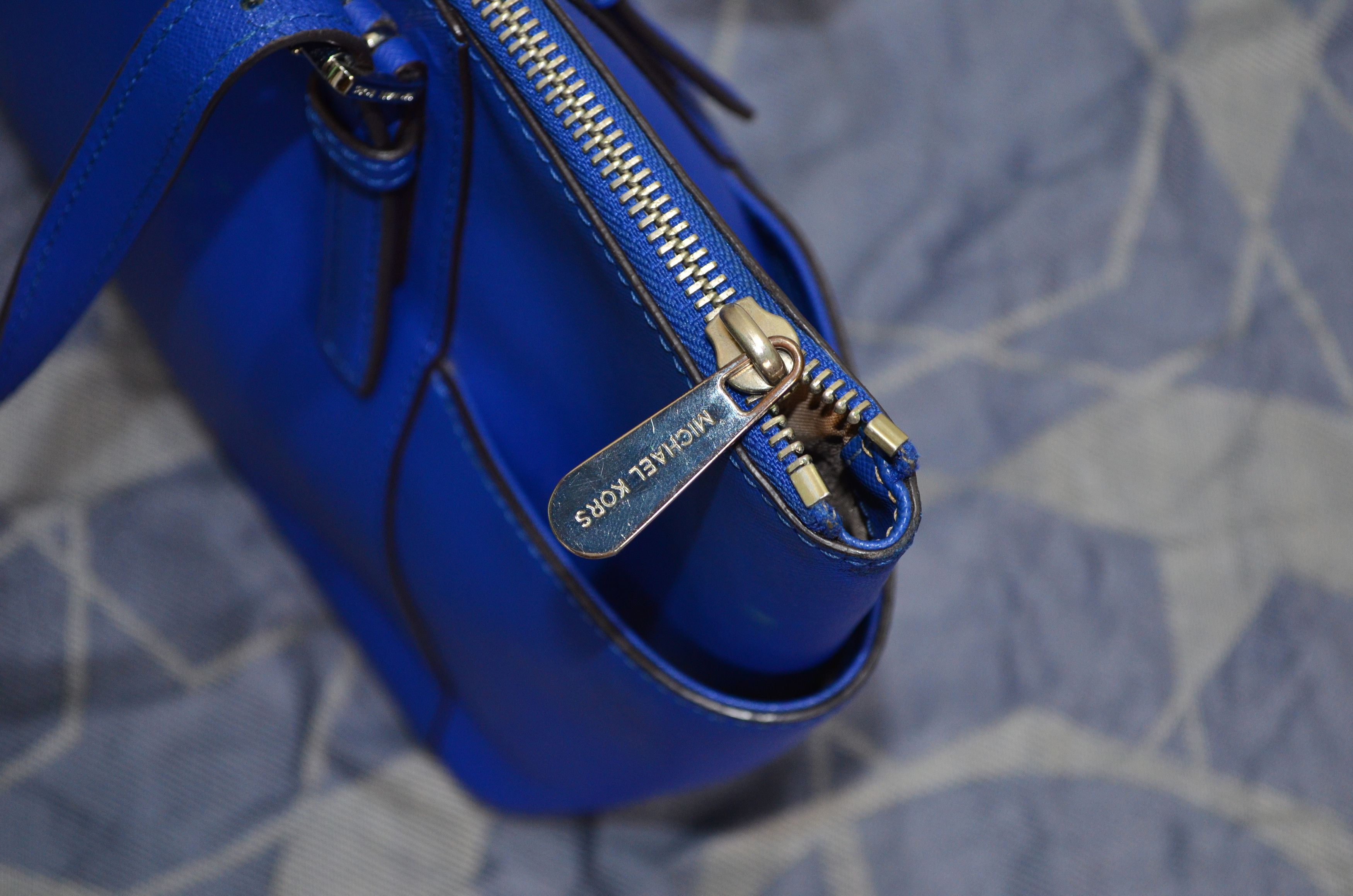 Michael Kors Blue Leather Tote Bag