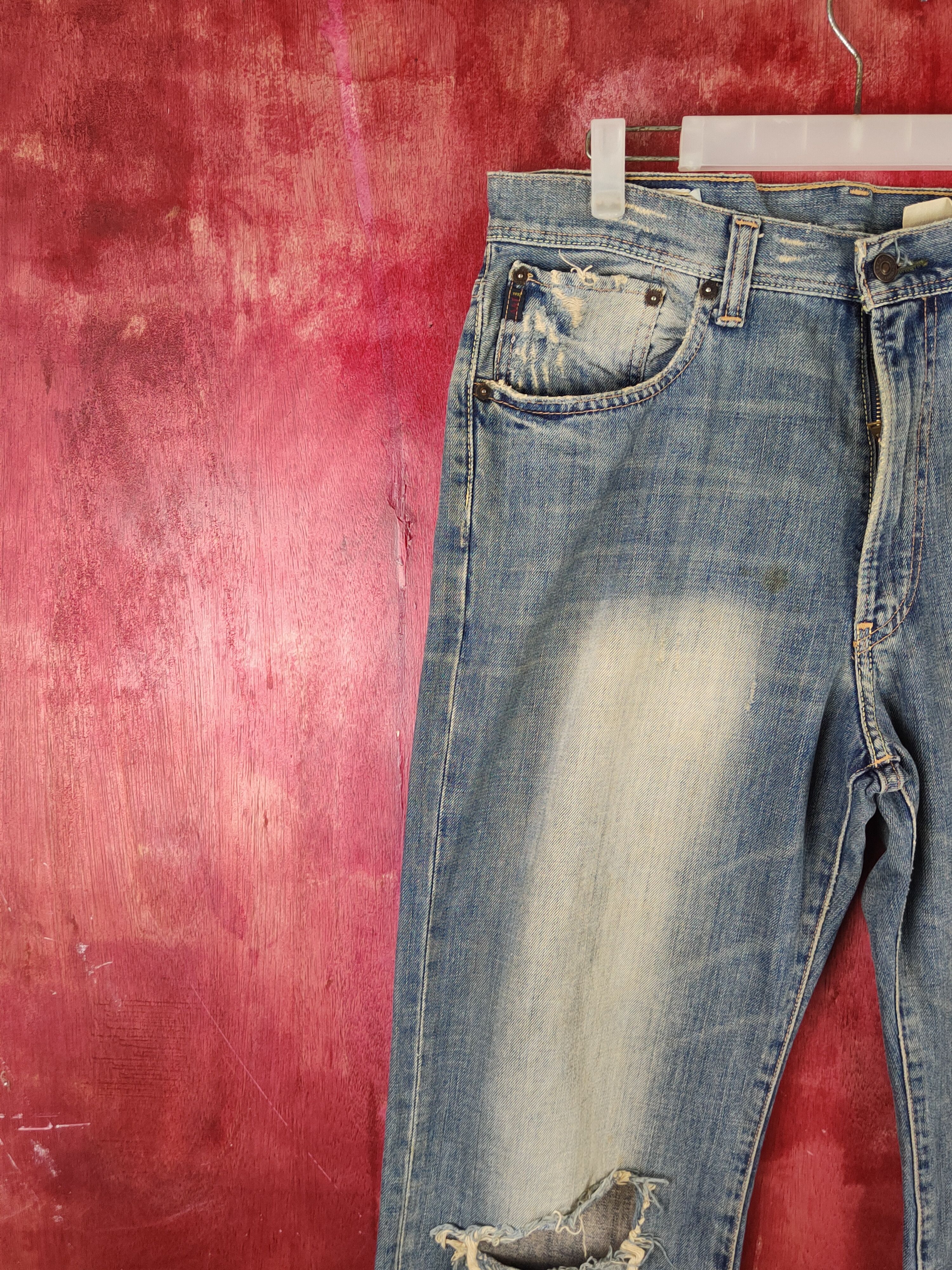 Abercrombie & Fitch Abercrombie &Fitch baggie Faded Ripped Jeans #S1649 Size US 31 - 3 Thumbnail