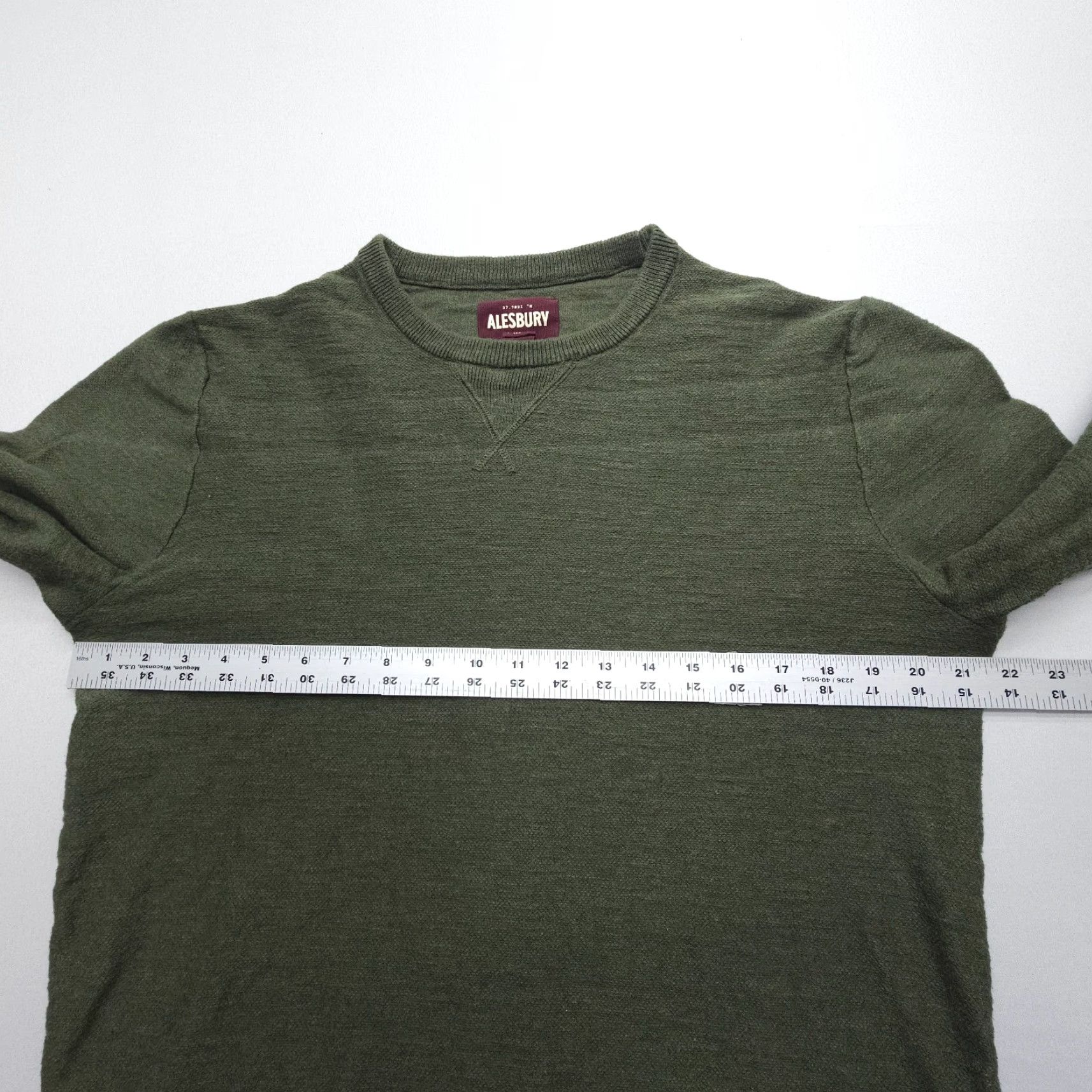 Vintage Alesbury Mens Sweater Crewneck Pullover Knit Long Sleeve 100% Cotton Green Solid Large Size US L / EU 52-54 / 3 - 5 Thumbnail