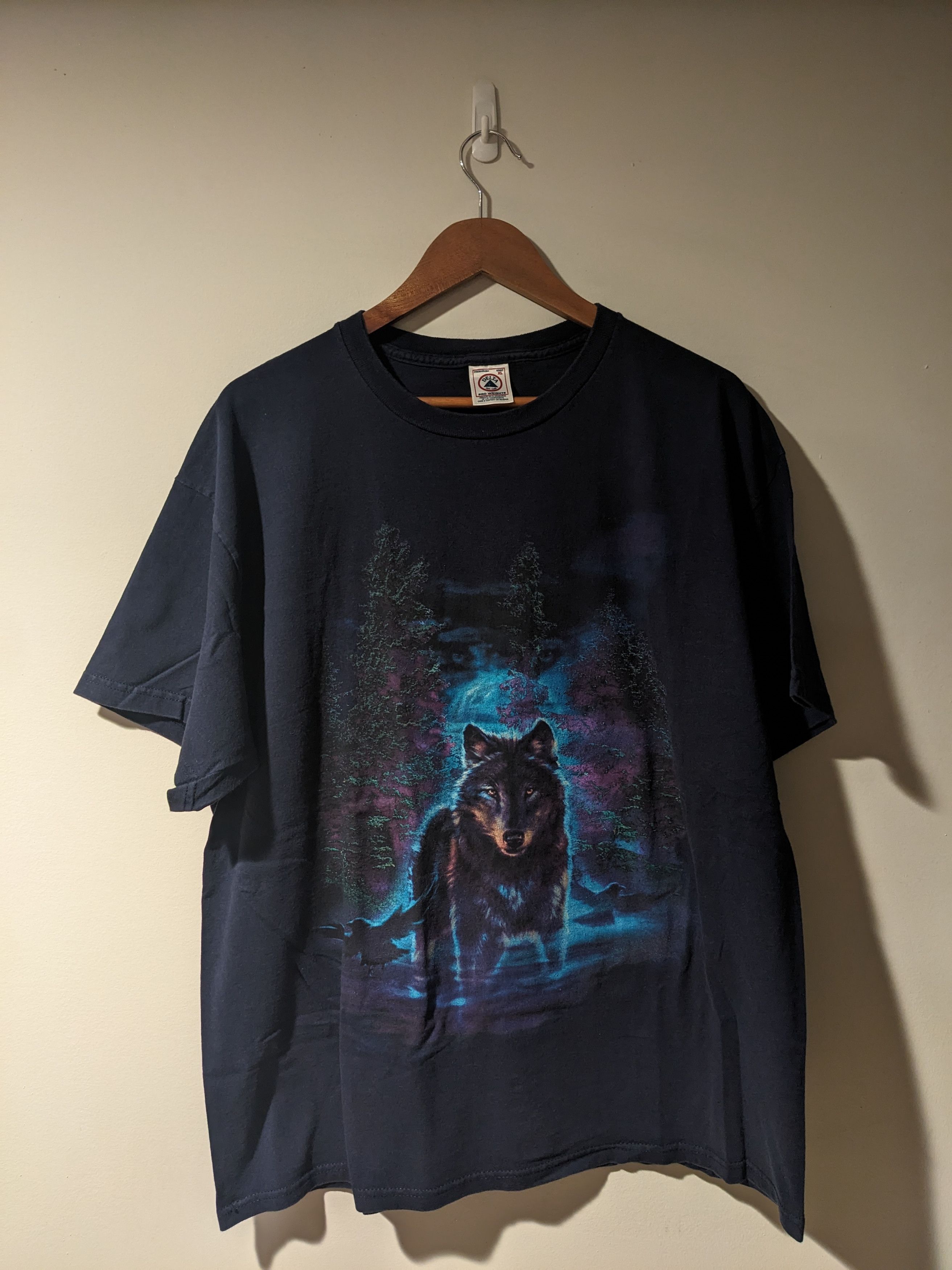 Vintage Vintage 90s Wolf Animal Nature Wildlife Blue X-Large T-Shirt Size US XL / EU 56 / 4 - 1 Thumbnail