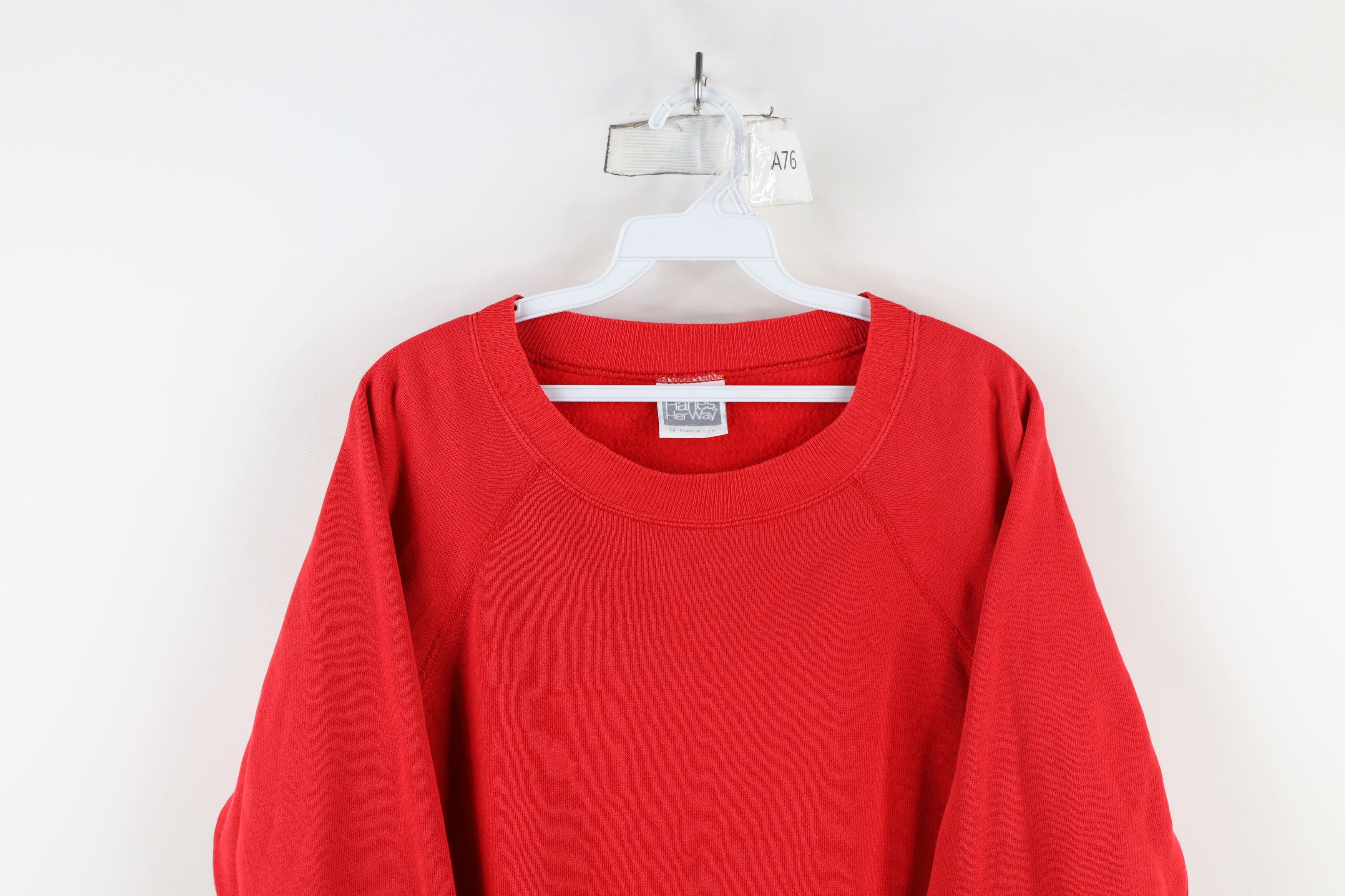 Vintage Vintage 80s 90s Streetwear Blank Raglan Sweatshirt Red USA Size M / US 6-8 / IT 42-44 - 2 Thumbnail