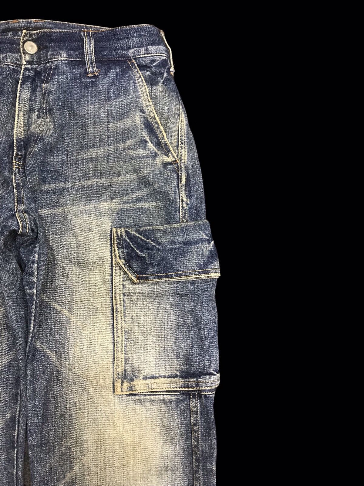Global Work 💥JAPAN STYLE💥RARE GLOBAL WORK BLUE WASH CARGO DENIM F211 Size US 30 / EU 46 - 3 Thumbnail