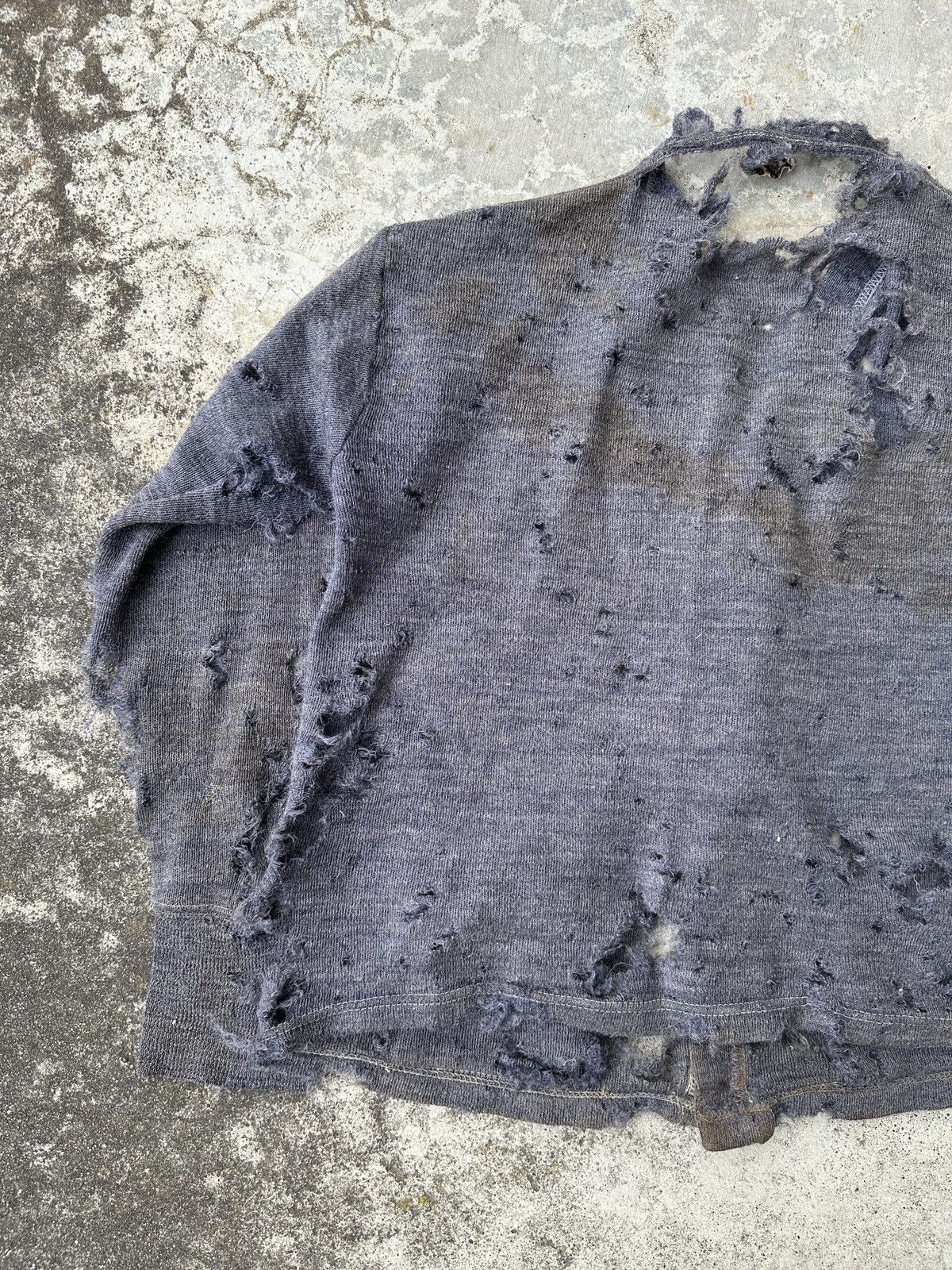 Vintage 1920s Trashed Dirty Zombified Wool Knitted Distress Cardigan Size US M / EU 48-50 / 2 - 12 Thumbnail