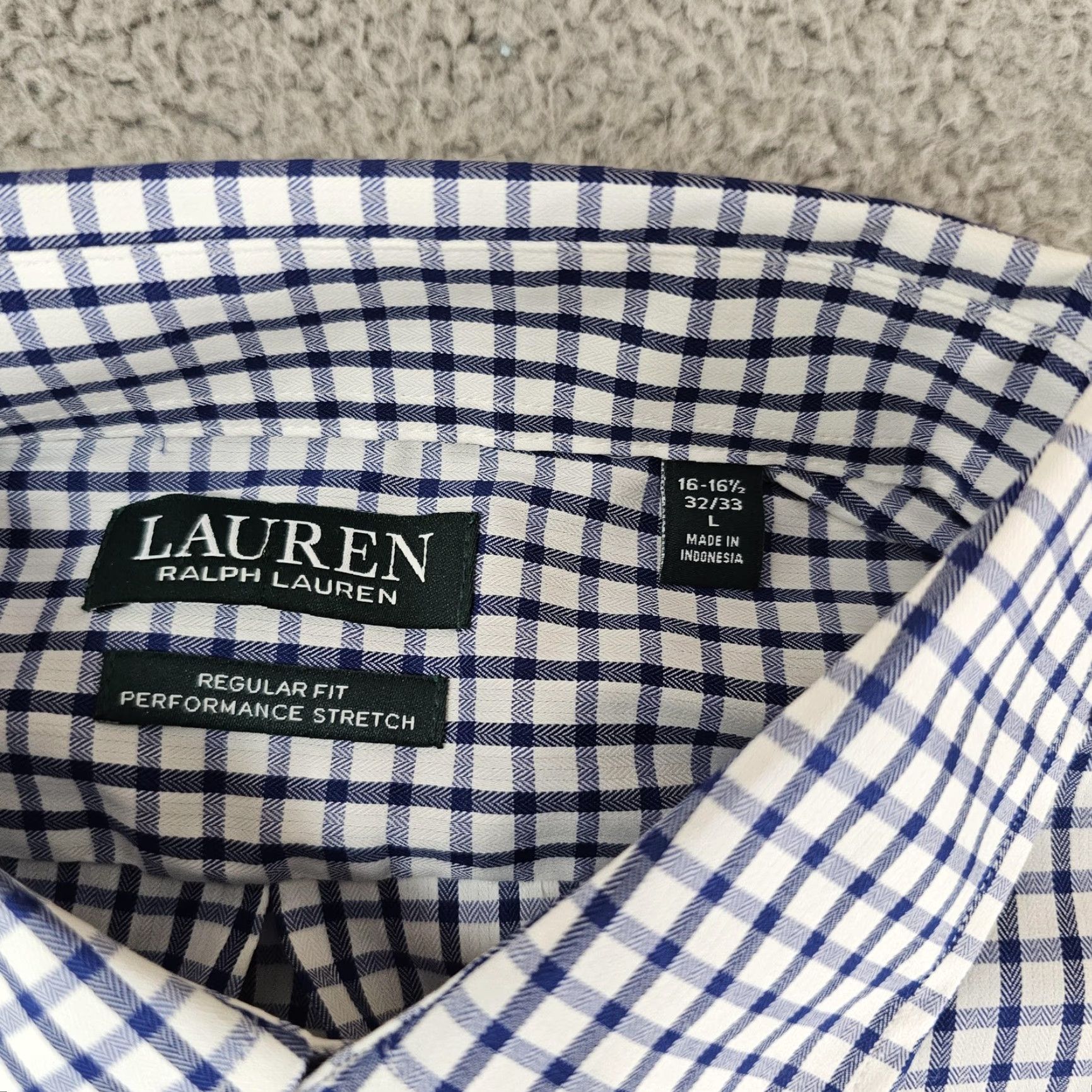 Ralph Lauren Lauren Ralph Lauren Shirt Mens Large Navy White Check Regular Fit Stretch New Size US L / EU 52-54 / 3 - 3 Thumbnail