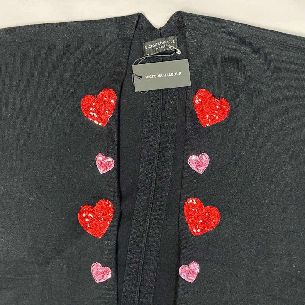 Other NWT New Victoria Harbour Heart Sequin Embroidered Black Pon Size ONE SIZE - 7 Thumbnail