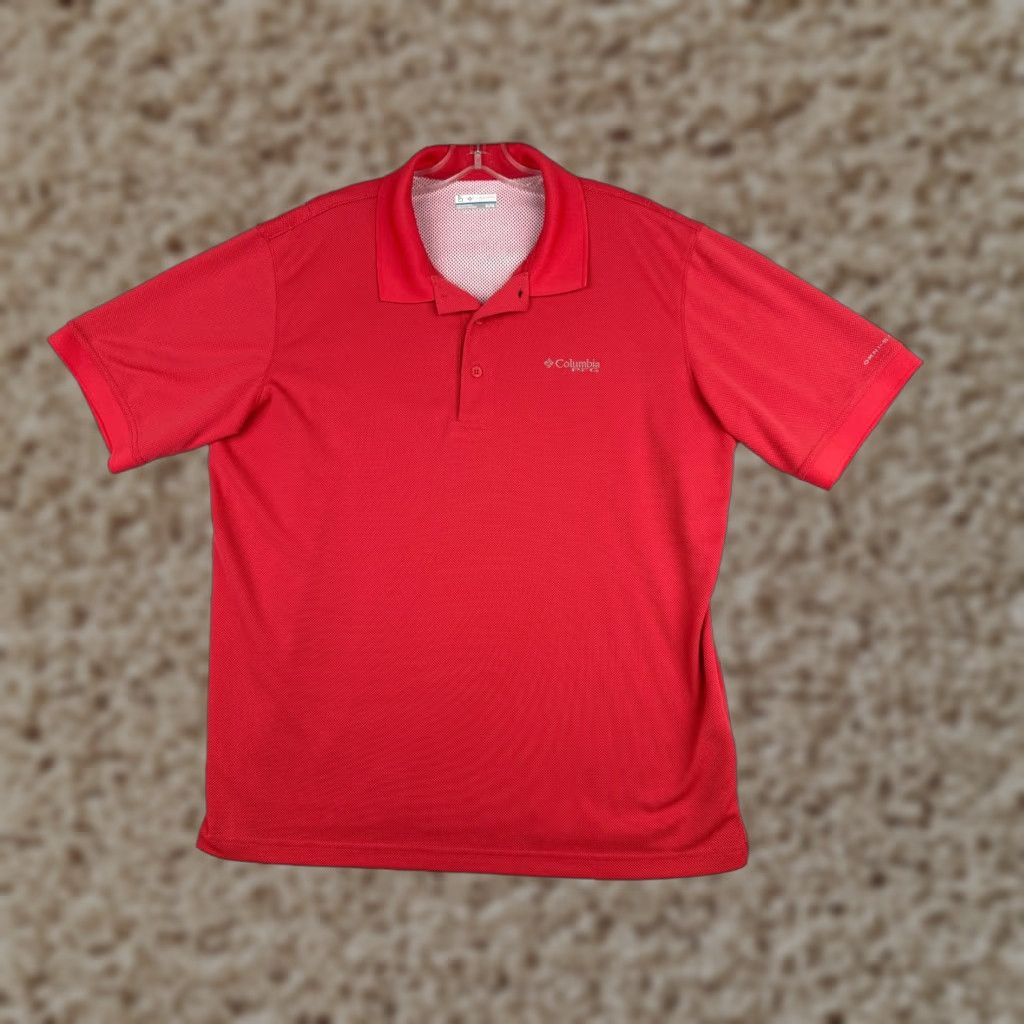 Vintage Columbia Polo Shirt Mens XL Red Golf Sports 100% Polyester Short Sleeve Regular Vented Moisture Wicking Breathable Button Collar Mens Size US XL / EU 56 / 4 - 1 Thumbnail