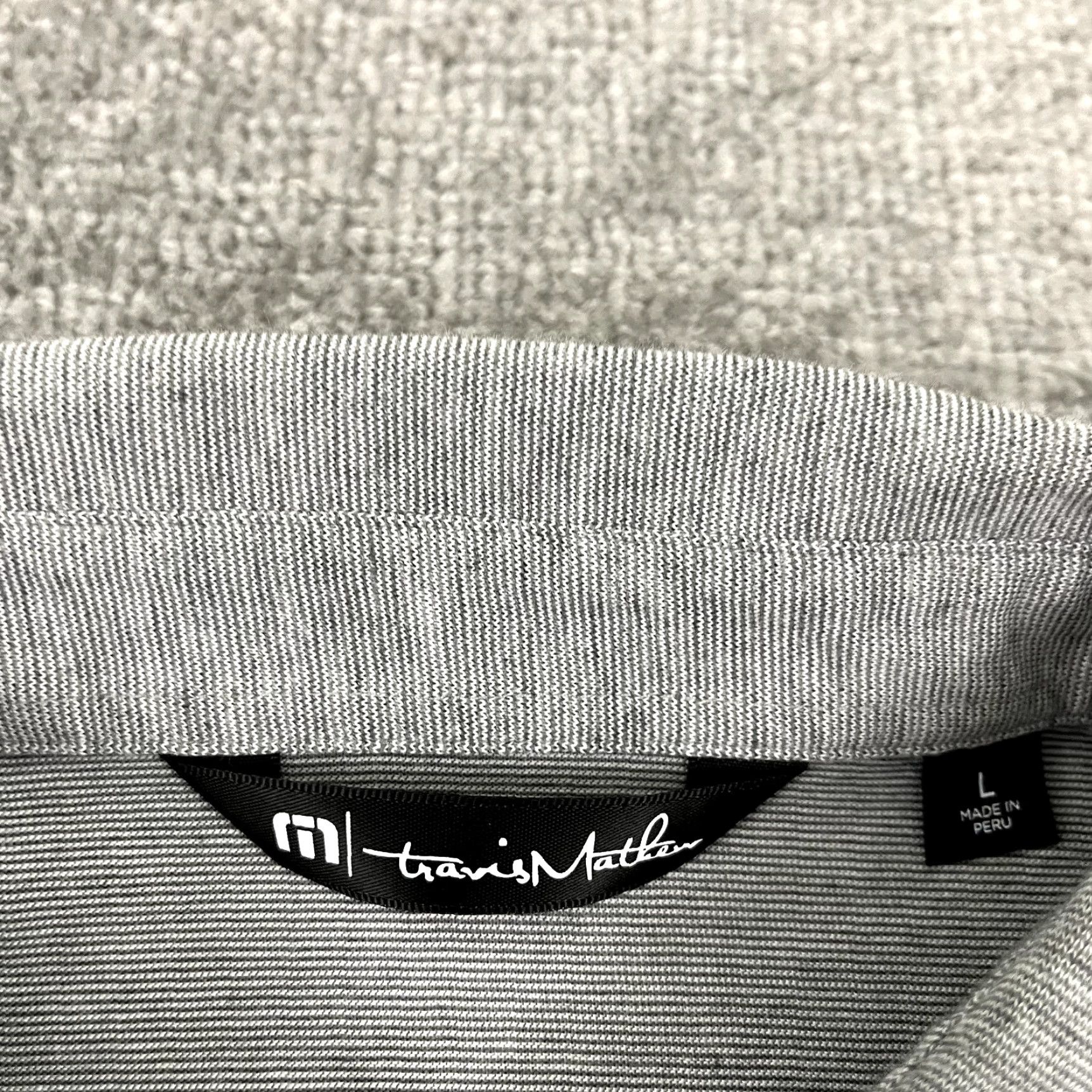 TravisMathew Travis Mathew Polo Shirt Mens Large Gray Striped Golf Performance Short Sleeve Size US L / EU 52-54 / 3 - 3 Thumbnail