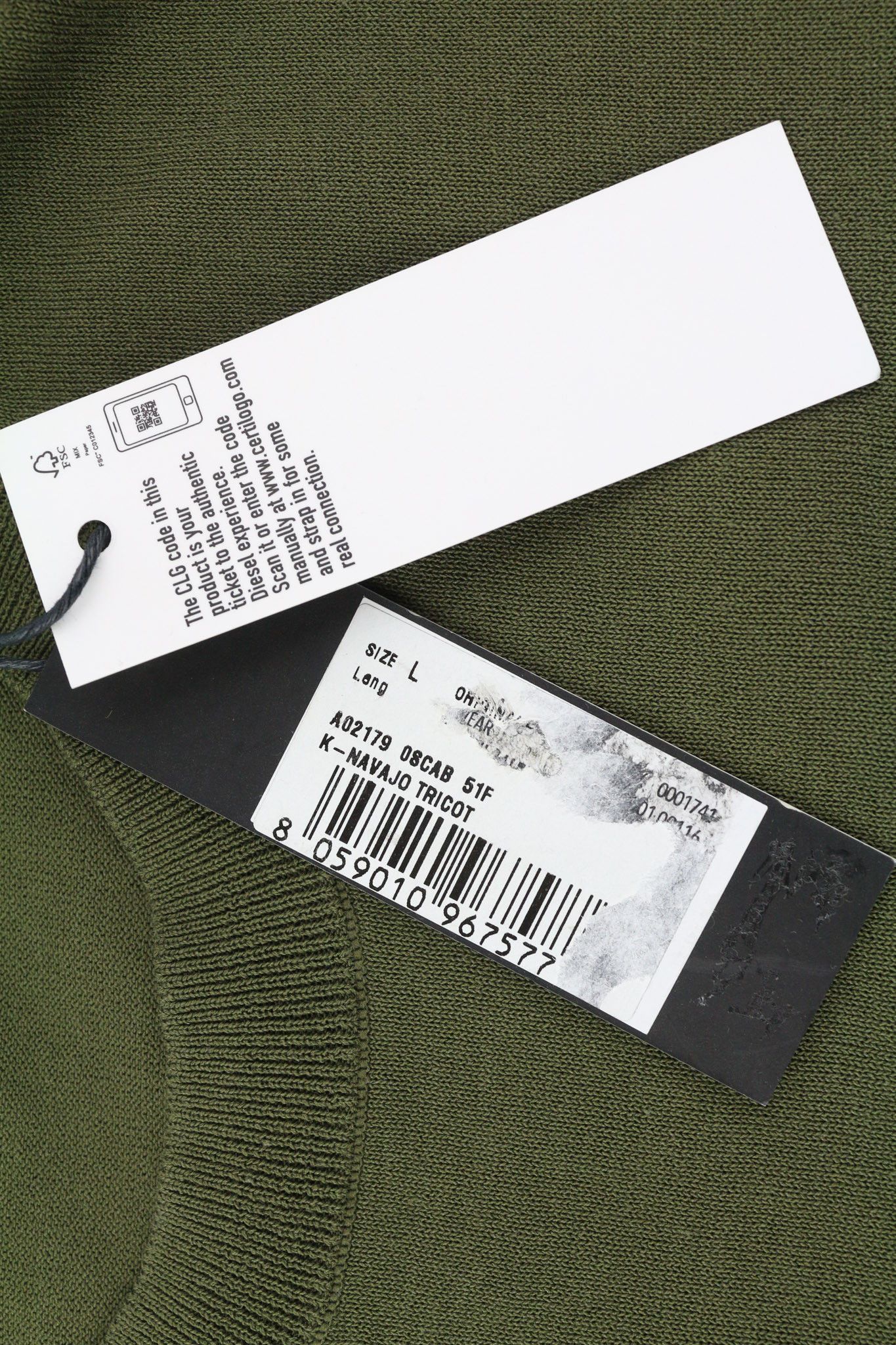 Diesel K-NAVAJO L Green Crew Knit Patch Jumper 40129 Size US L / EU 52-54 / 3 - 7 Thumbnail