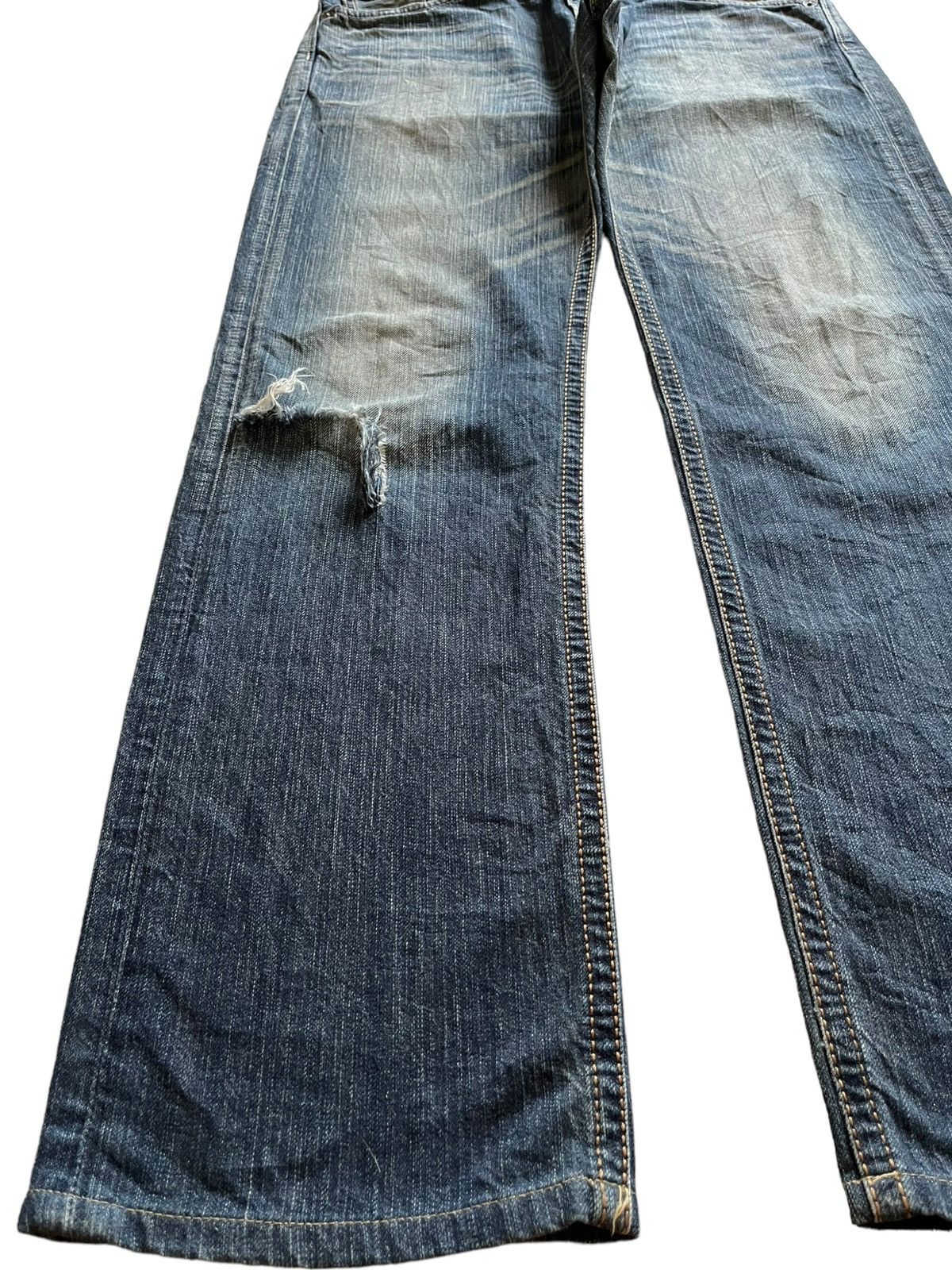Edwin × Japanese Brand Vintage Japanese Edwin Rusty Mud Wash Ripped Loose Jeans Size US 32 / EU 48 - 6 Thumbnail