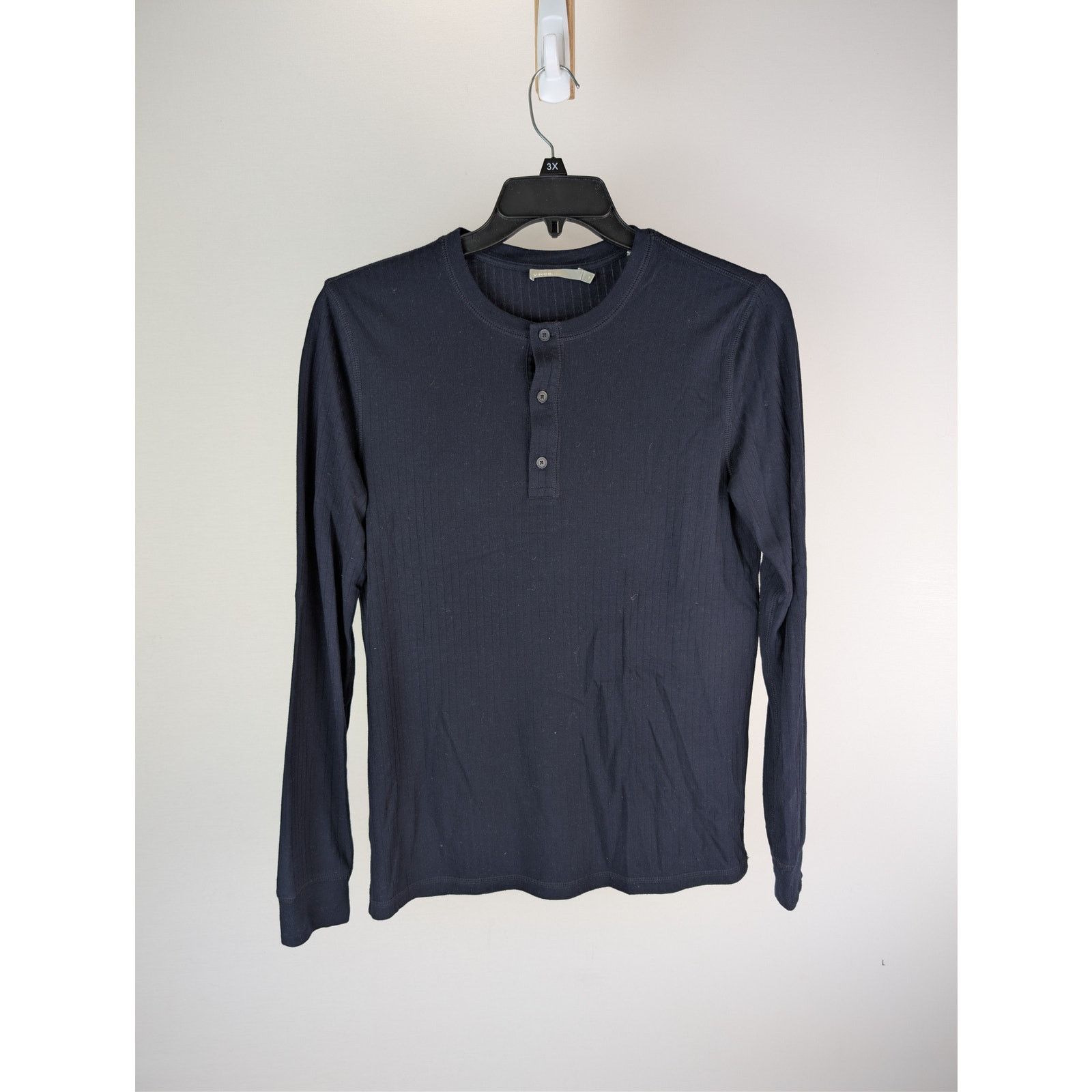 Vince o1rshd1 CC20 Raw Edge Long Sleeve Henley T-Shirt in Blue Size US S / EU 44-46 / 1 - 1 Thumbnail