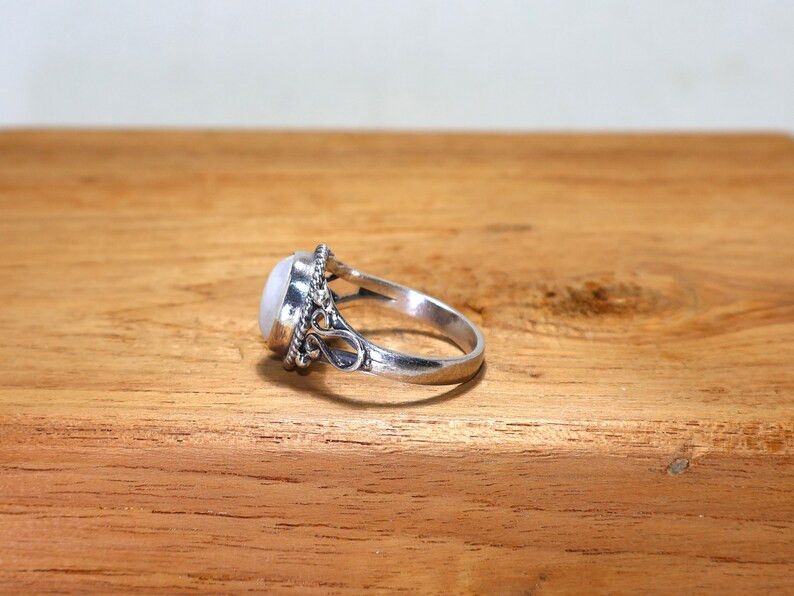 Handmade Rainbow Moonstone Ring: Handmade Sterling Silver Ring Size ONE SIZE - 6 Thumbnail
