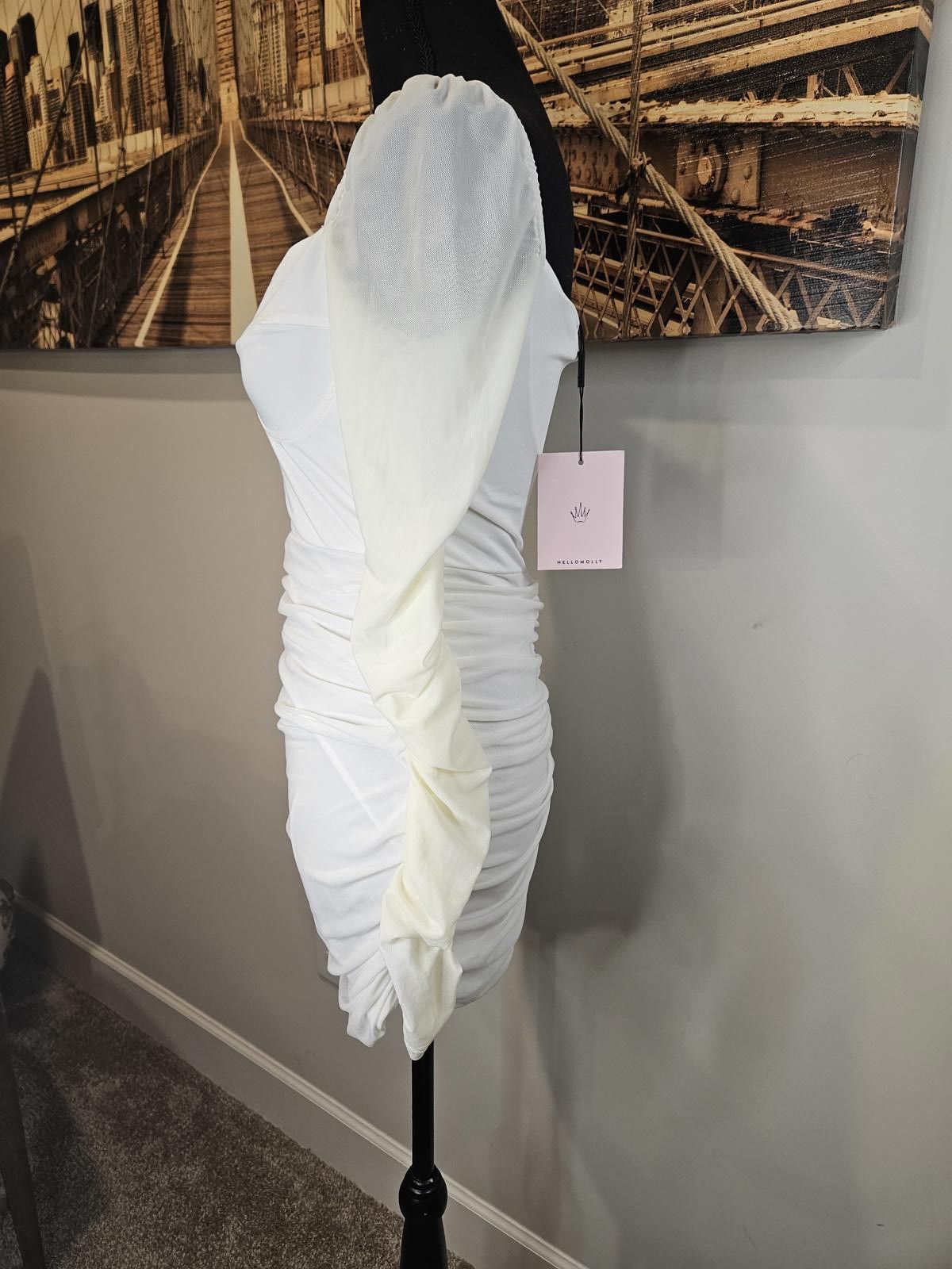 Designer Nwt Hello Molly Keeping Secrets From Me Dress in White H128 Size L / US 10 / IT 46 - 4 Thumbnail