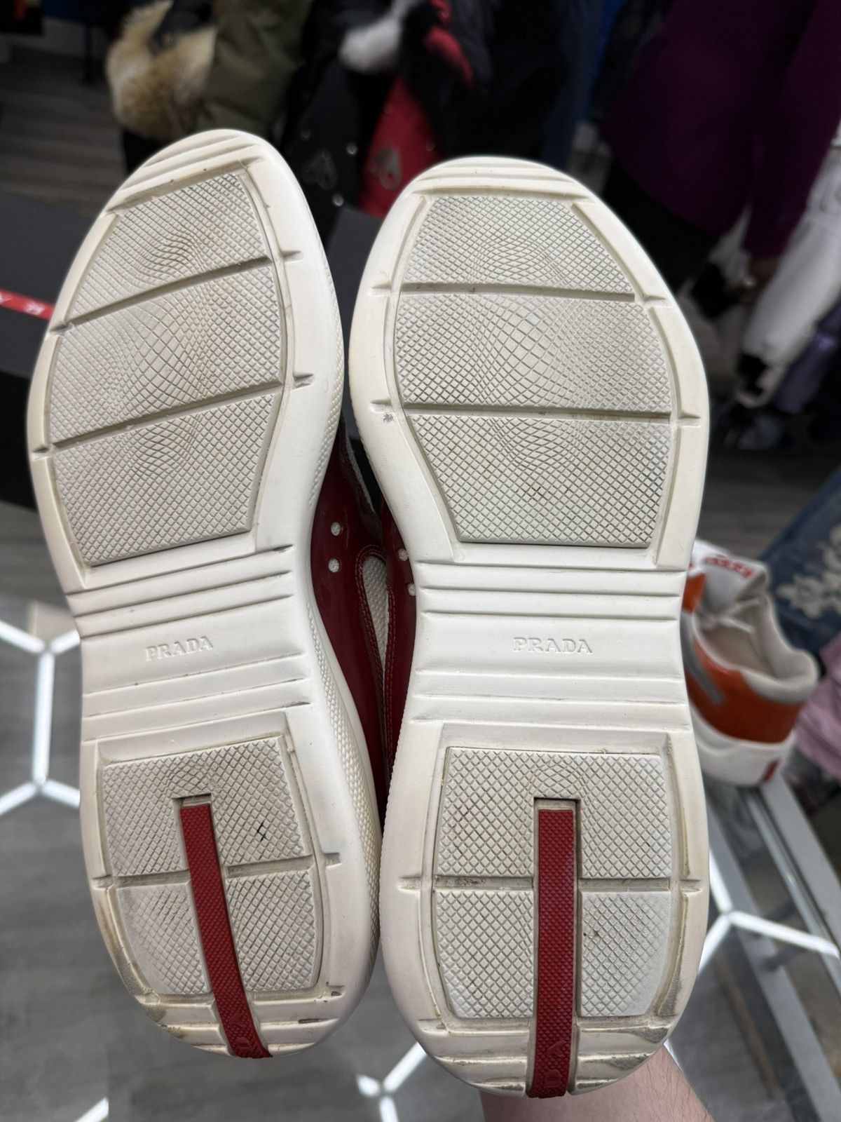 Prada Prada Cup Sneakers - Maroon/White Size US 10.5 / EU 43-44 - 6 Thumbnail
