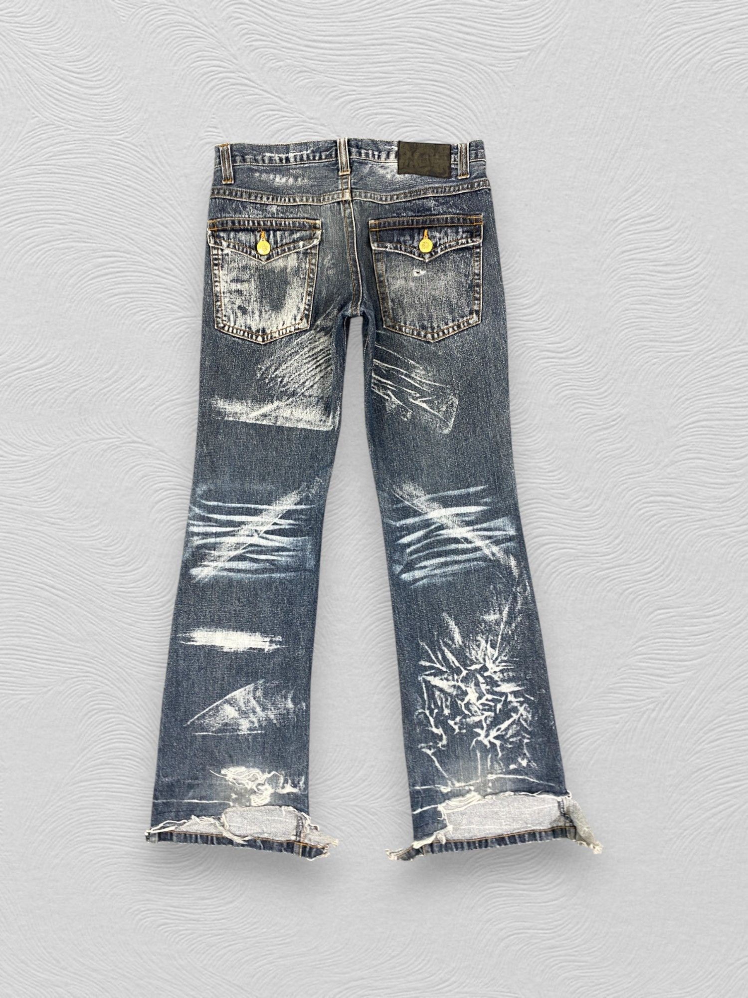 If Six Was Nine Distressed Blue LowBox Flare Jeans Denim 32x33 - JN3265 Size US 32 / EU 48 - 2 Thumbnail