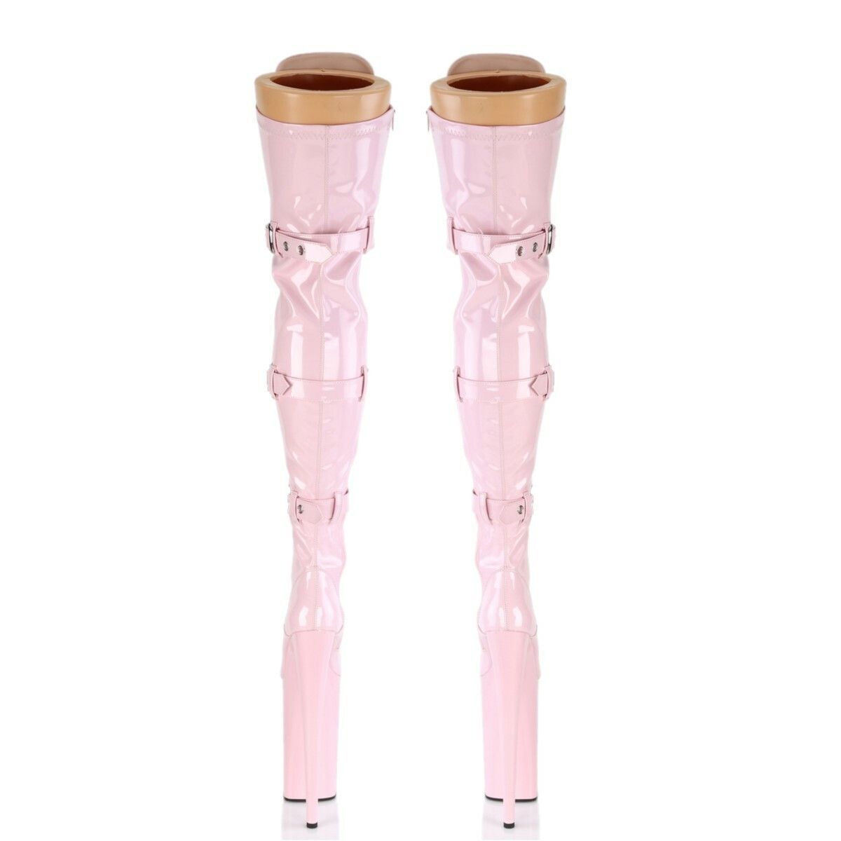 Other Beyond 3028 Lace Up Thigh High Baby Pink Patent Boots 10" He Size US 6 / IT 36 - 4 Thumbnail