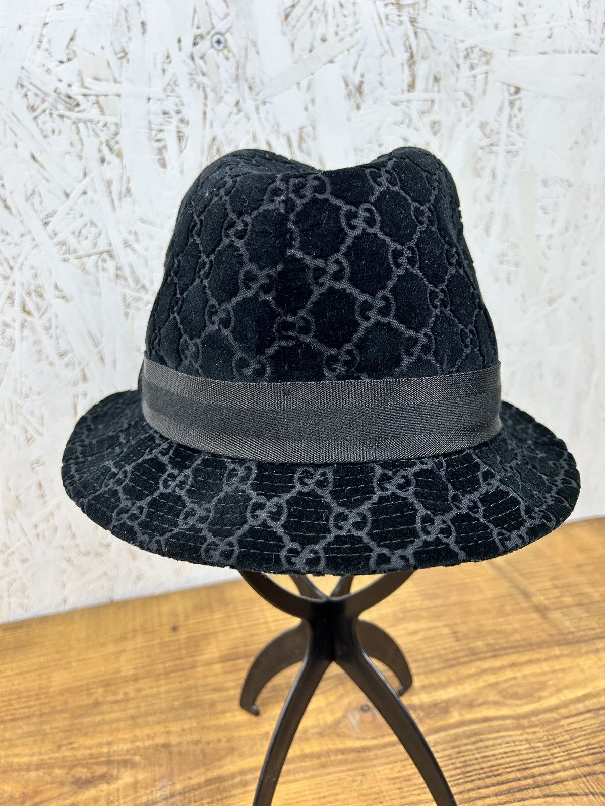 Gucci Vintage Gucci Corduroy Monogram GG Web Headwear Hat Size ONE SIZE - 4 Thumbnail
