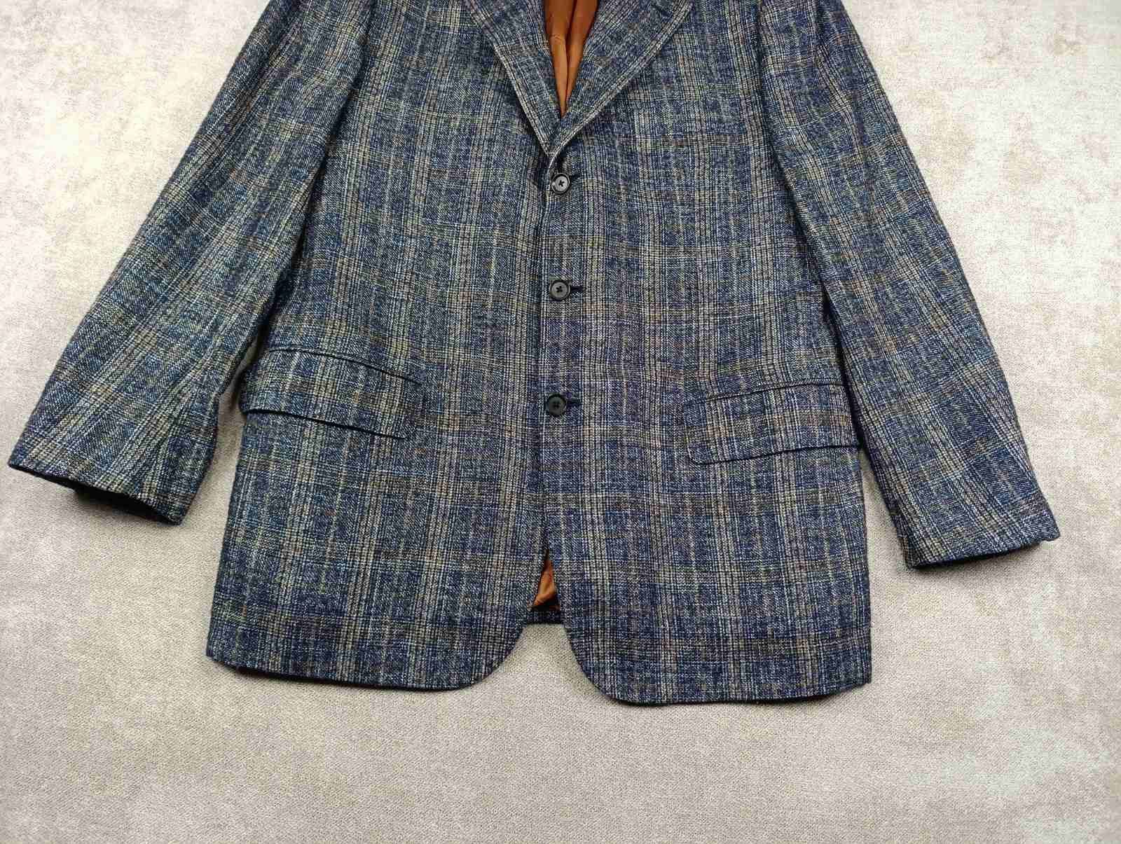 Isaia ISAIA NAPOLI MENS WOOL/SILK SPORT JACKET SIZE 54 IN CHECK Size 54R - 3 Thumbnail