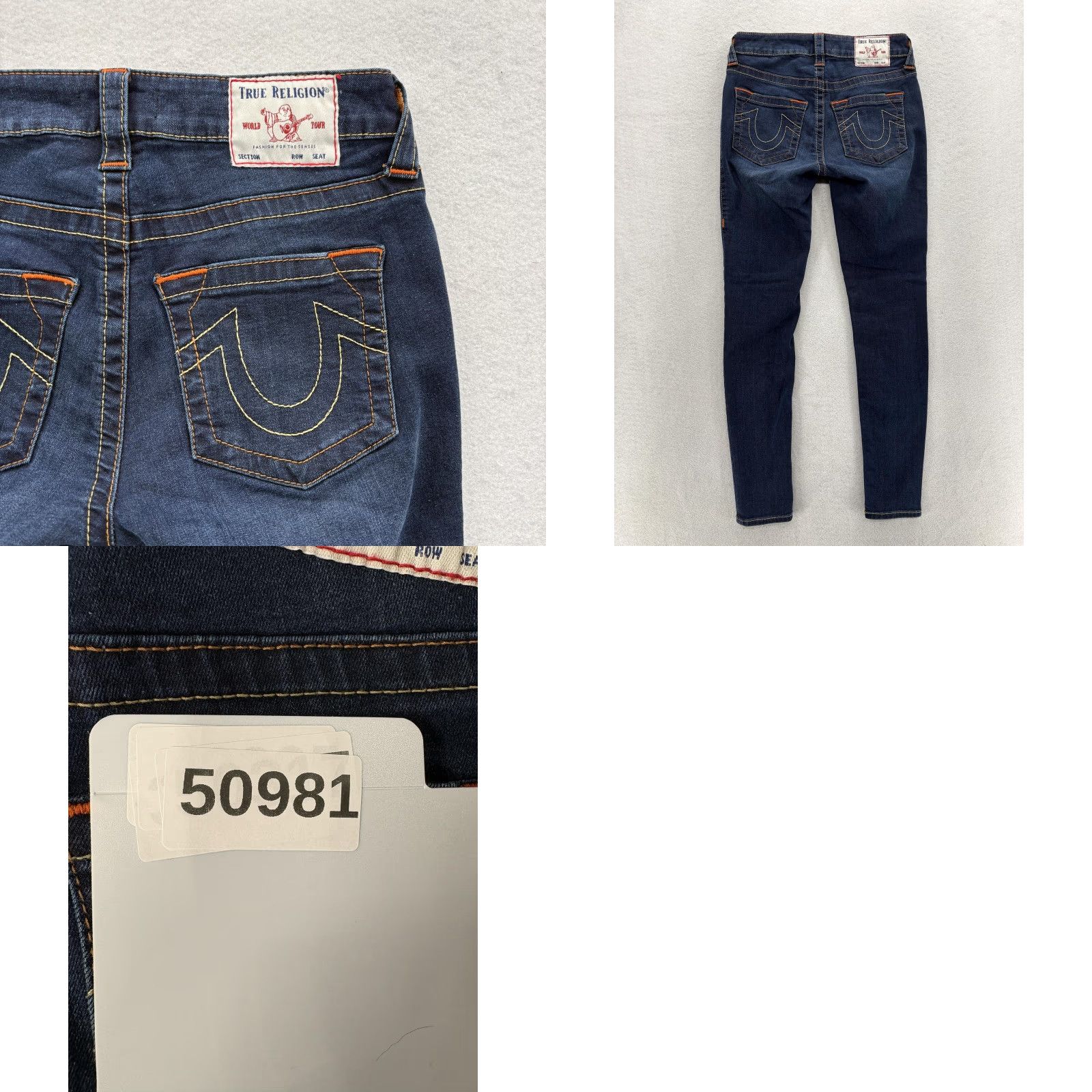 True Religion True Religion Jeans Skinny 27 Blue Dark Wash Mid Rise Womens 5-Pocket Denim Zip Slim Stretch Y2K Vintage No Size 27" / US 4 / IT 40 - 9 Thumbnail