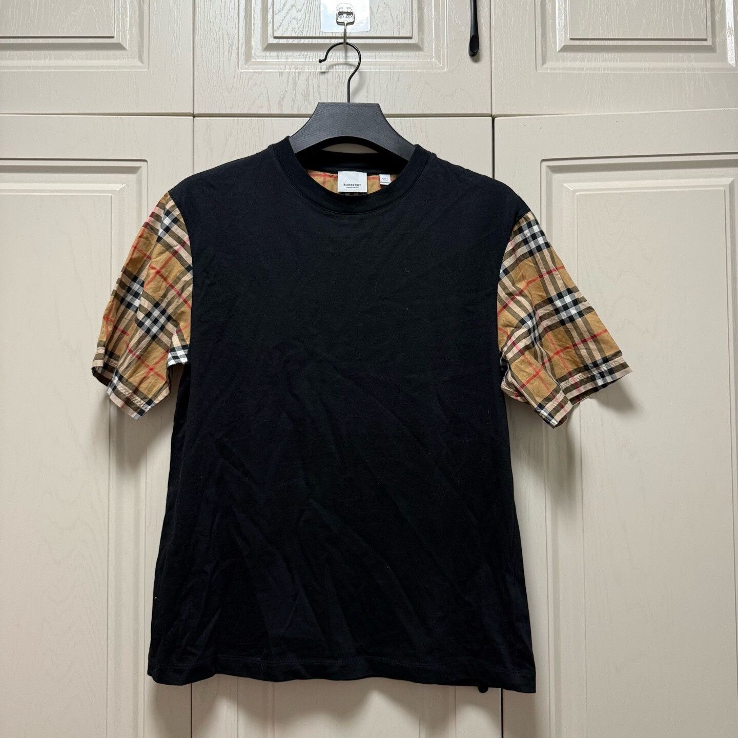 Burberry Burberry Black Check Spliced Short Sleeve T-Shirt S Size US S / EU 44-46 / 1 - 1 Thumbnail