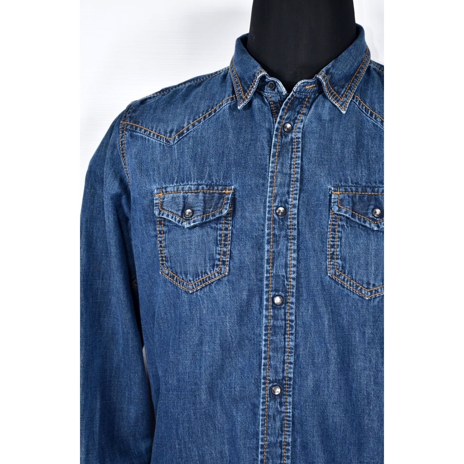 Diesel Diesel Shirt Denim Long Sleeve Slim Fit Snap Pockets Men XL Blue - 100% Cotton, Classic Fit, Button-Up, Casual/Party/Cocktail Size US XL / EU 56 / 4 - 7 Thumbnail
