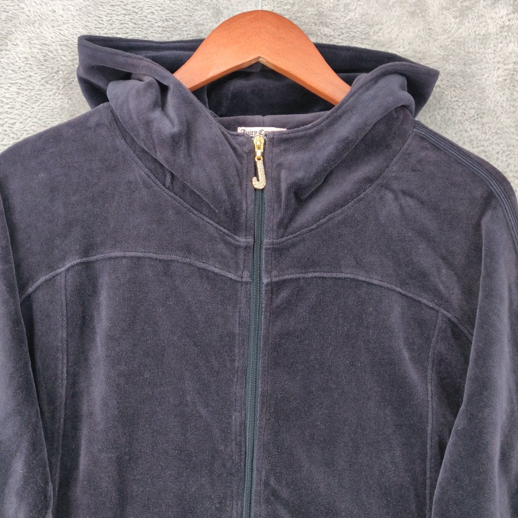 Juicy Couture VINTAGE Juicy Couture Velour Hoodie Jacket Womens L Blue Full Zip Rhinestones Size L / US 10 / IT 46 - 2 Thumbnail