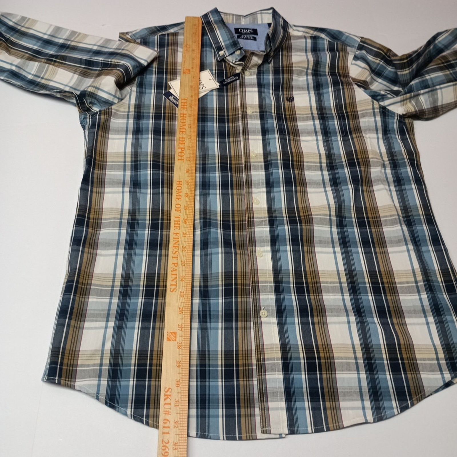 Chaps Chaps Woven Shirt Men's L Ivory Plaid Stretch Classic Fit Size US L / EU 52-54 / 3 - 7 Thumbnail