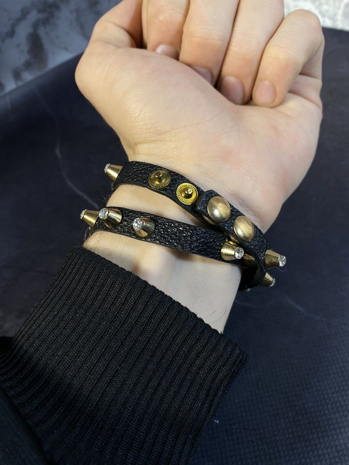 Jewelry × Vintage Extreme Dual Wrap Studded Black Strap Watch Japanese Brand Size ONE SIZE - 3 Thumbnail