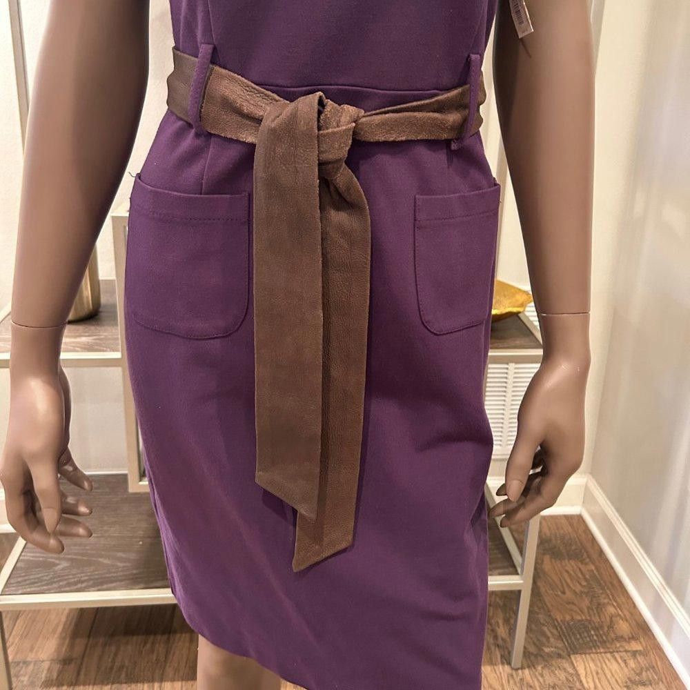 Theory Theory Damson Sloane Dress Capped Sleeves Belt Low Back NWT Size S / US 4 / IT 40 - 3 Thumbnail