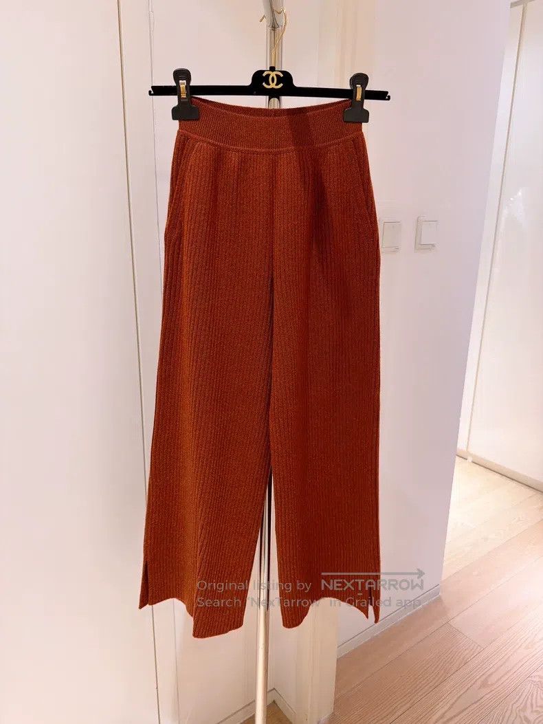 Loro Piana Loro Piana Pumpkin Orange Baby Cashmere Wide Leg Knit Trou Size 24" / US 00 / IT 34 - 1 Thumbnail