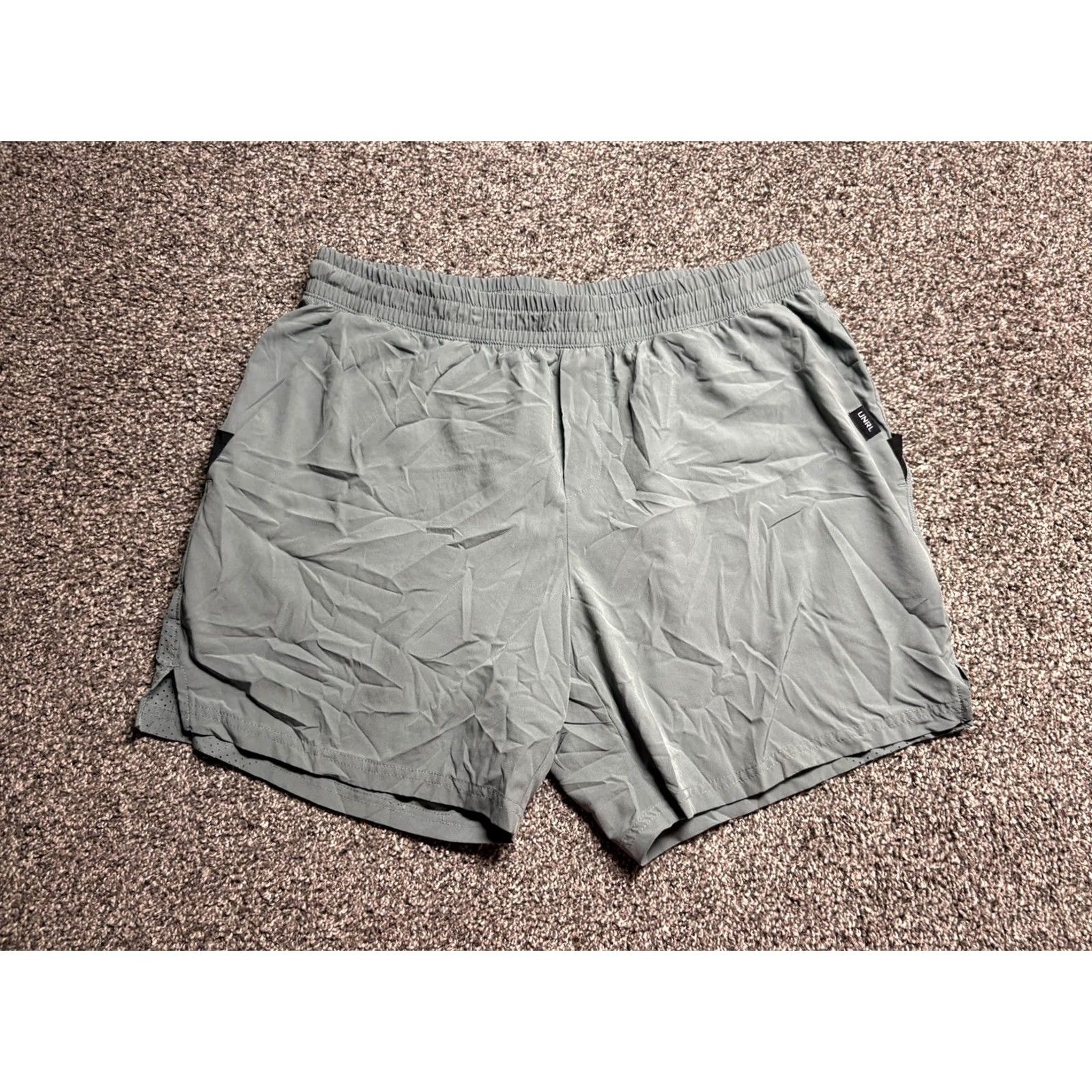 Vintage UNRL Stride Shorts Mens XL Green Athletic Drawstring Stretch Performance Shorts Size US 36 / EU 52 - 2 Thumbnail