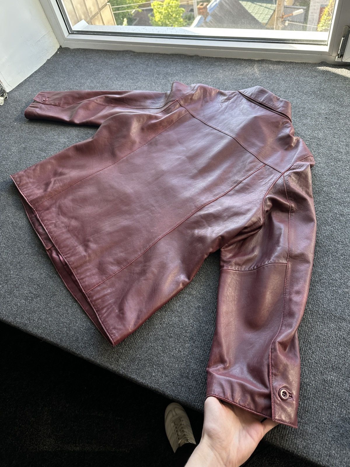 Other 🚨VNTG LEATHER JACKET COAT AVANT GARDE WESTERN DARK RED Size US M / EU 48-50 / 2 - 11 Thumbnail