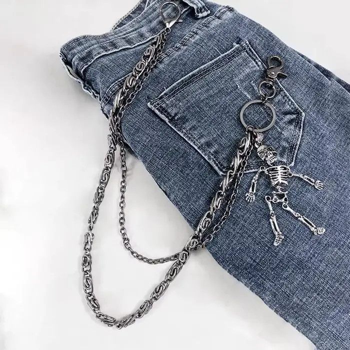 Jewelry Skull Pendant Chain Waist Pants Wallet Size ONE SIZE - 1 Thumbnail